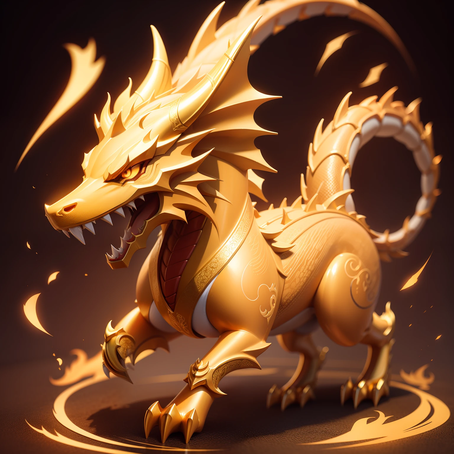 Golden dragon shape fused with Chinese character "wang"