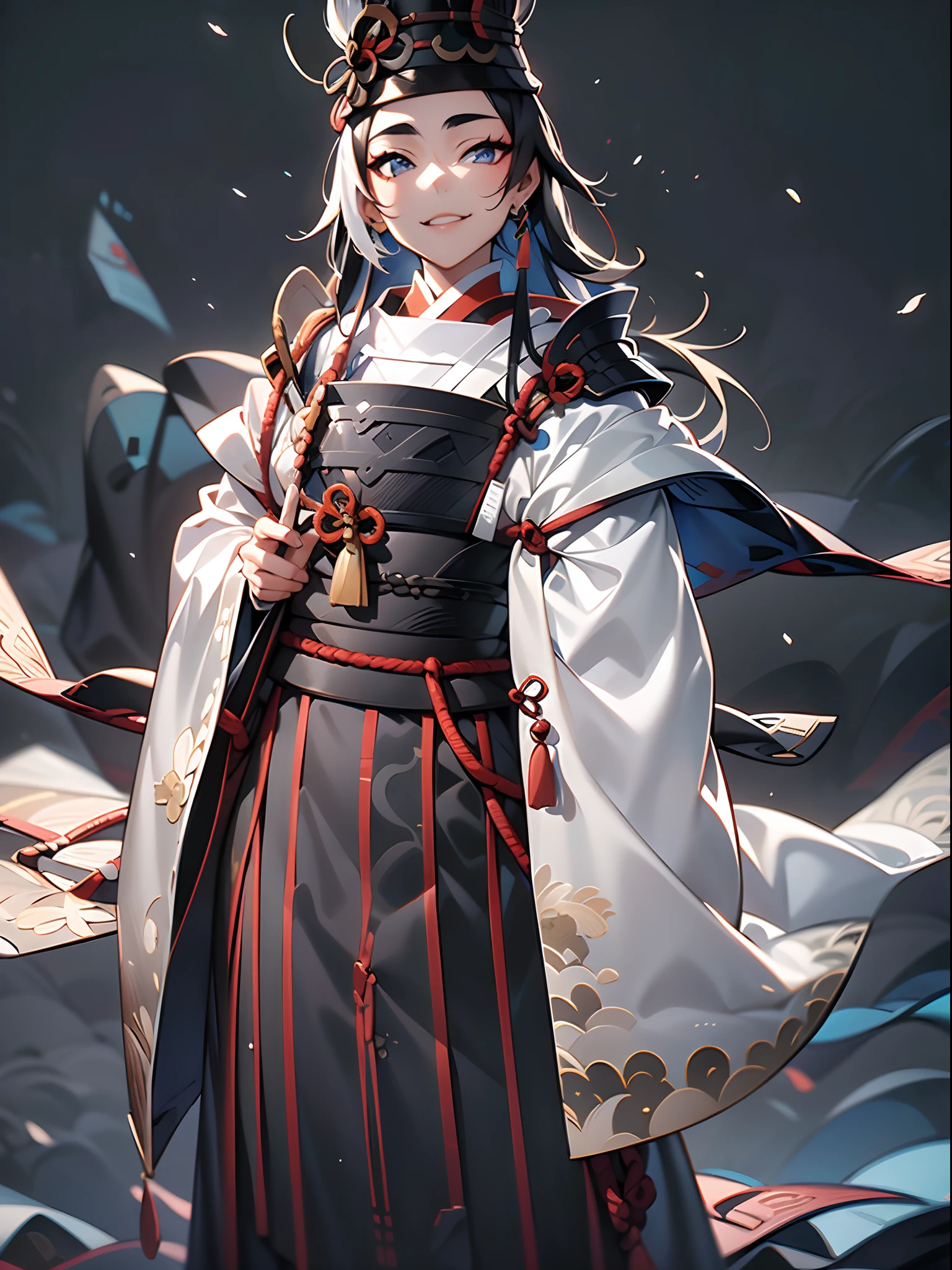 1girl in,18 year old beautiful woman,((onmyouji)),((tate eboshi)),happy,armor