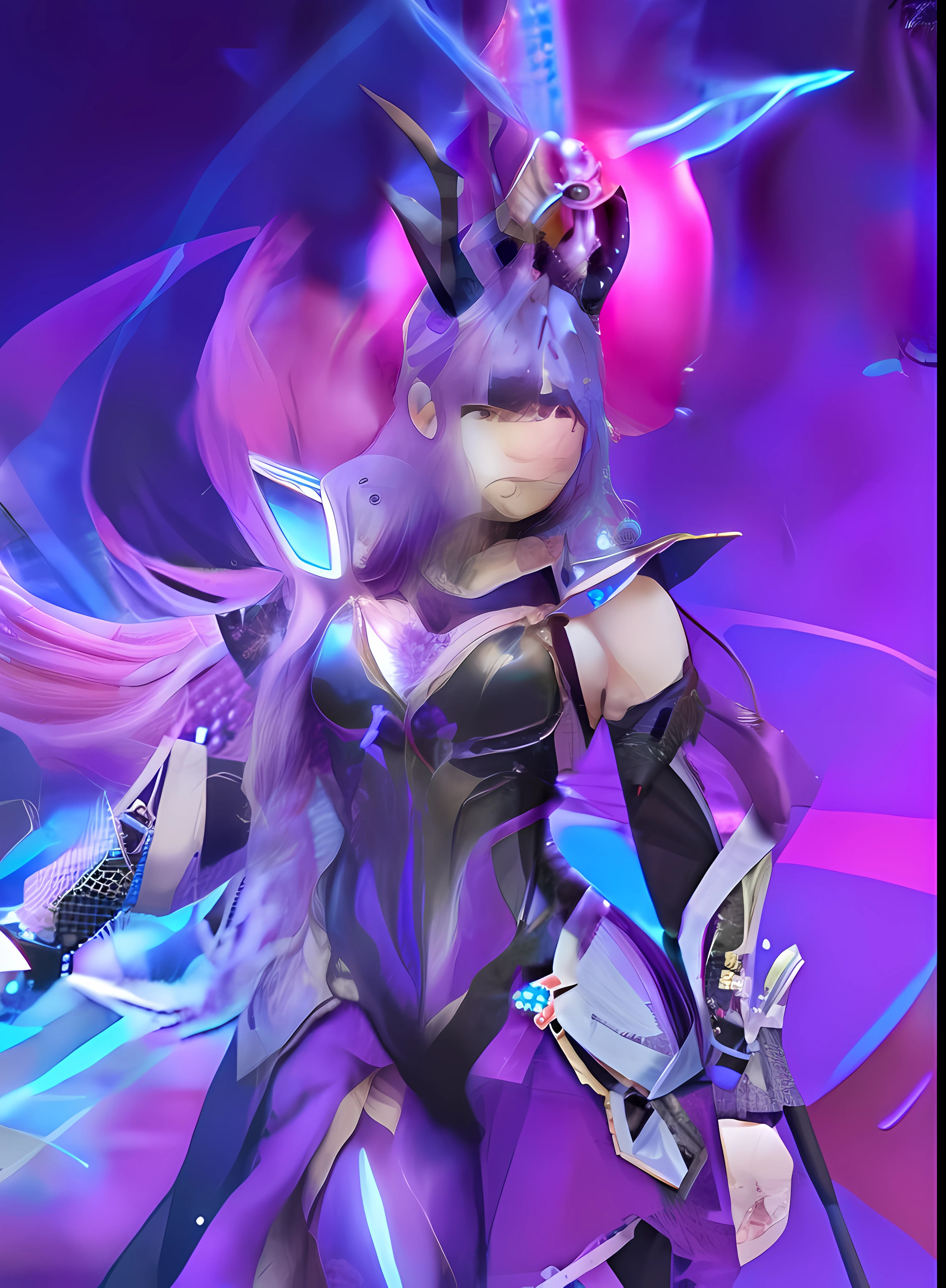 1girl, miya, mobile legends, purple eyes, long hair, purple hair, atribut purple, good, realistis, ultra detail,
