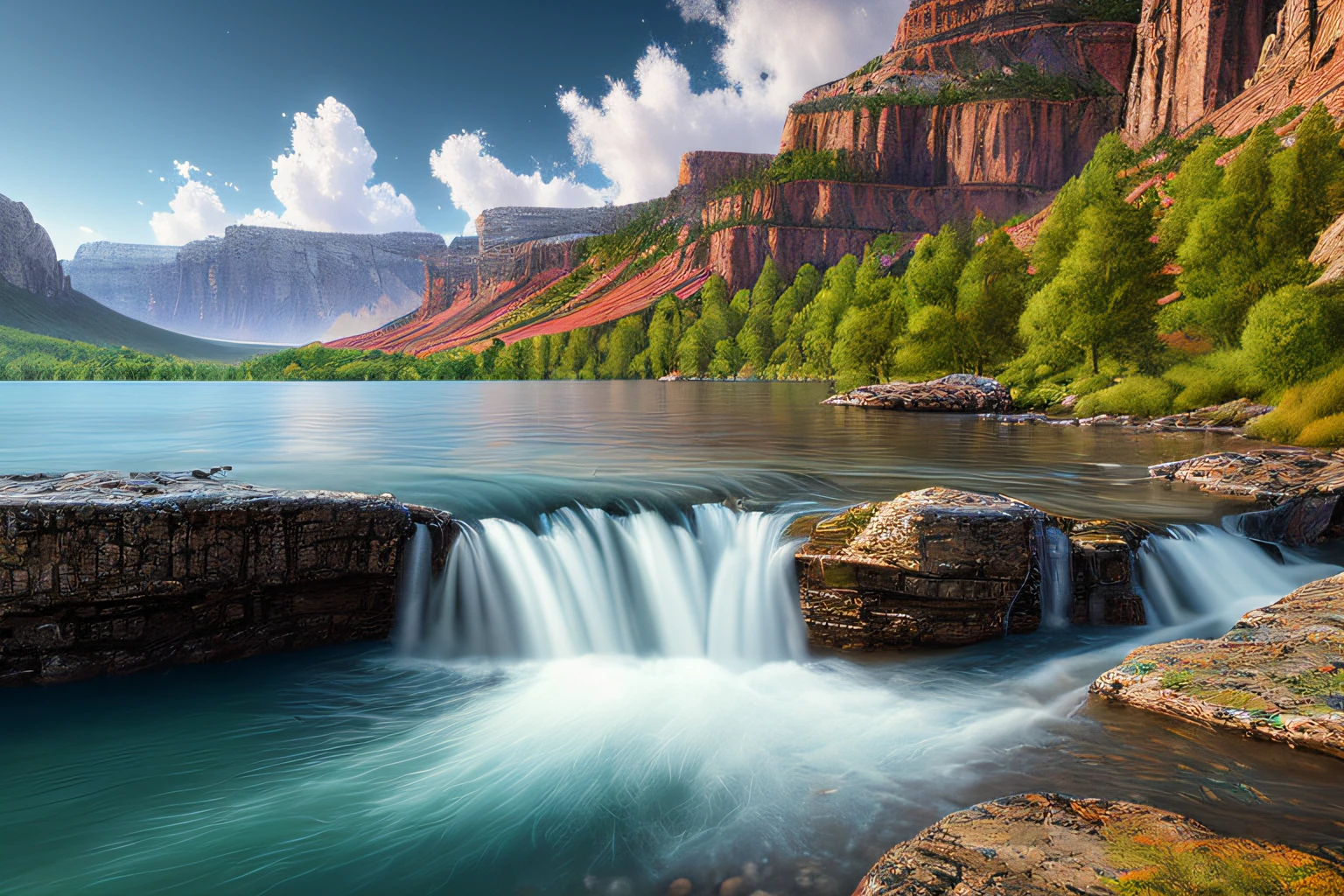landscape,water,(extremely detailed CG unity 8k wallpaper), most beautiful artwork in the world,professional majestic oil painting,intricate, High Detail, Sharp focus, dramatic, photorealistic painting art