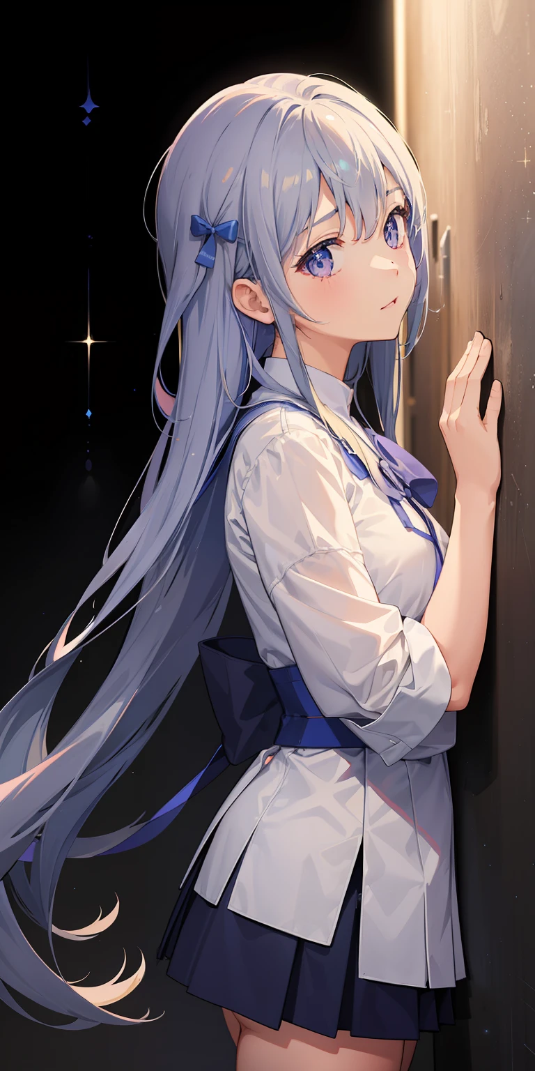1girl、(校服)、glitters、side lights、wall-paper、