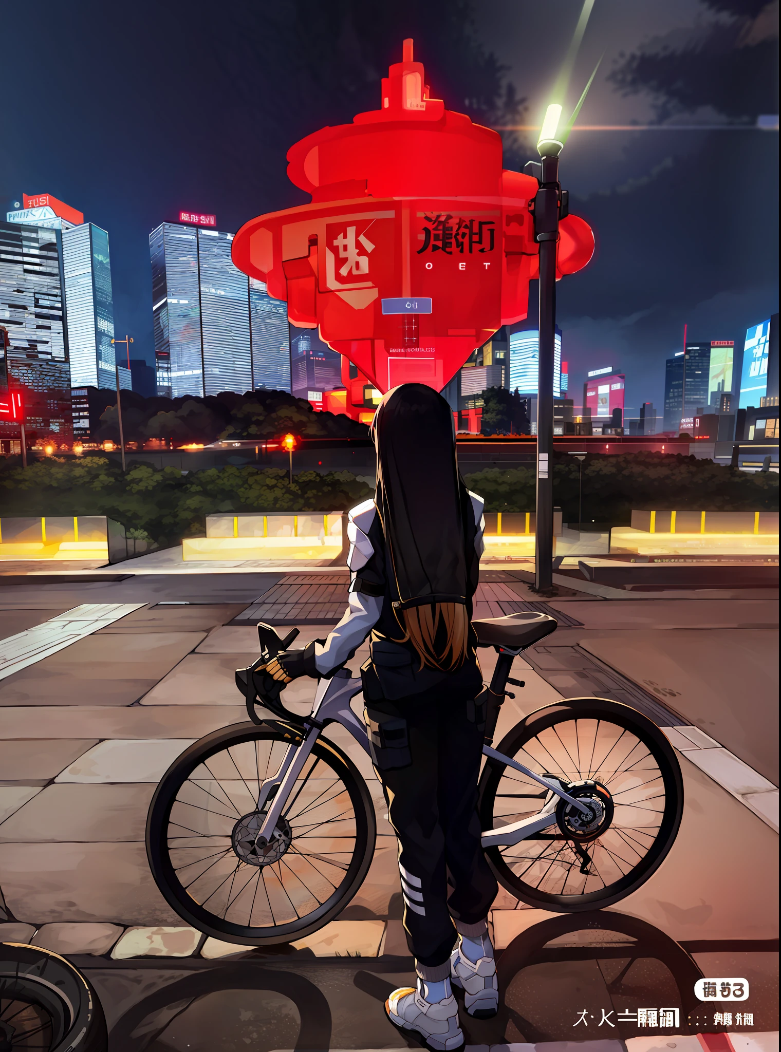 best qualtiy,tmasterpiece,photore,4K,realisticlying,The is very detailed,1girl rides a motorcycle,techwear,Cyberpunk-city,独奏,A futuristic,