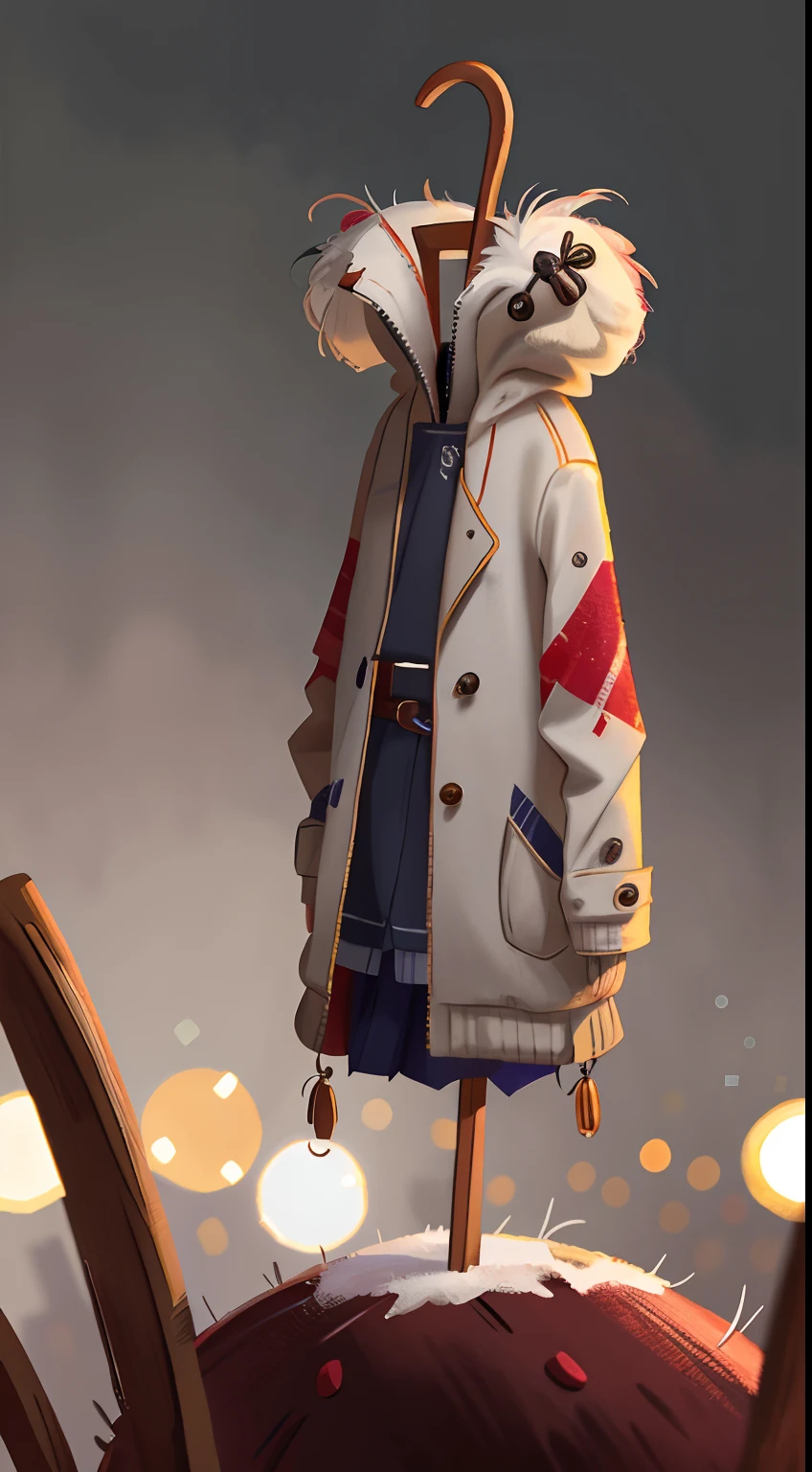 coat on the hanger, perfect quality, clear focus (clutter - home: 0.8), (masterpiece: 1.2) (realistic: 1.2) (bokeh) (best quality) (detailed skin: 1.3) (complex details) (8K) (sharp focus), clean background, white background, long view composition, 85MM SHOT