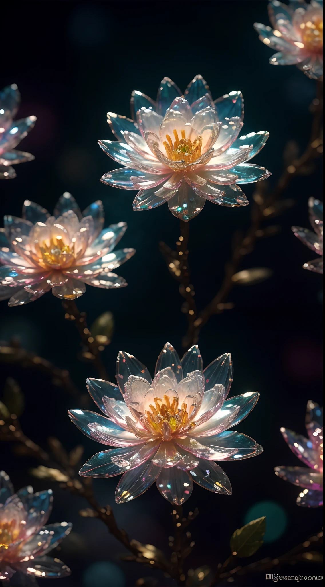 crystal spring blossom,
fantasy, galaxy, transparent,
shimmering, sparkling, splendid, colorful,
magical photography, dramatic lighting, photo realism, ultra-detailed, 4k, Depth of field, High-resolution