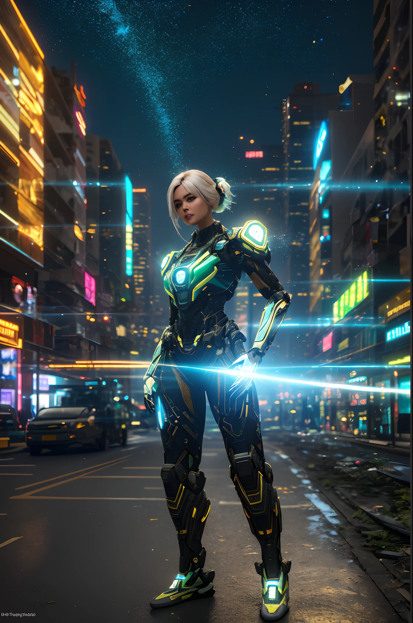 3D, Ultra-clear 8K quality, Beautiful cyberpunk woman with her mech in the ruins of the city of the forgotten war, Ancient Techniques, HDR(HighDynamicRange), Ray traching, NVIDIA RTX, Hyper-Resolution, Unreal 5, sub surface scattering, PBR Texture, post-proces, Anisotropic filtering, depth of fields, Maximum clarity and sharpness, Many-Layer Textures, Albedo e mapas Speculares, Surface Coloring,Accurately simulate light-material interactions,perfectly proportions,rendering by octane,twotonelighting,Low ISO,White balance,trichotomy,Wide aperture,8K RAW,High-Efficiency Sub-Pixel,sub-pixel convolution,Luminous Particle,Light scattering,Tyndall effect