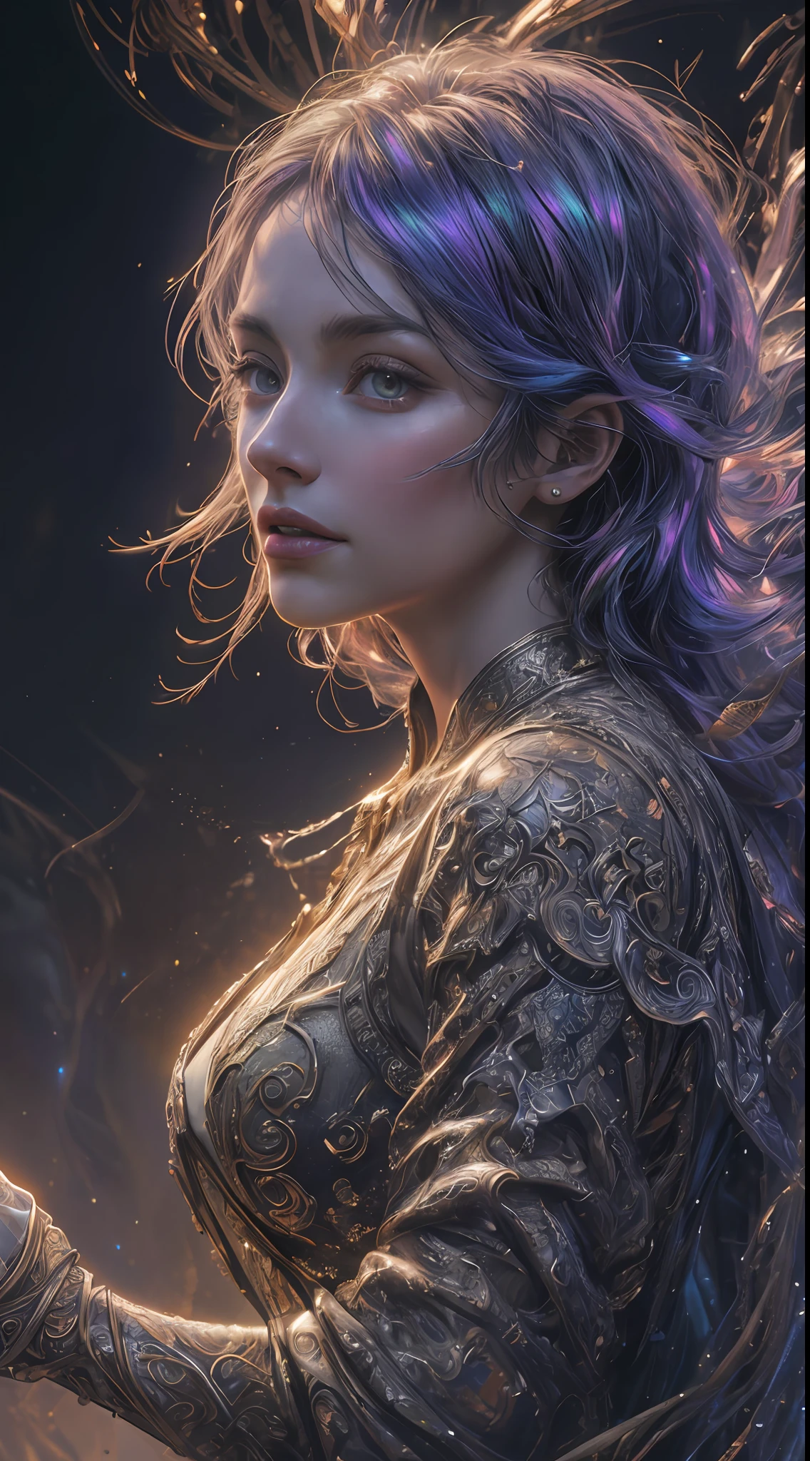Beautiful 25 year old woman, Dreamlikeart, highly detailed airbrush art (((surreal)), intricate details, volumetric lighting, (masterpiece: 1.2), (best quality), 4K, ultra detailed, (dynamic composition: 1.4), highly detailed colorful details, (iridescent colors: 1.2), (bright lighting, atmospheric lighting), dreamy, magical, dynamic composition, ray tracing, specular lighting, shallow depth of field, crazy details, hyper-detailed, mixing exposure, HDR
