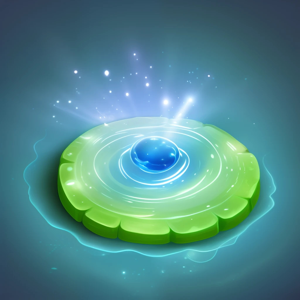 glowing gem, Central water element, A body of water in a seal book, Game art, 3d game art, solid color backdrop, Front view,