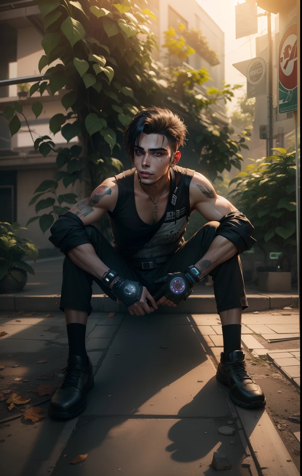 Change background cyberpunk handsome boy, realistic face,