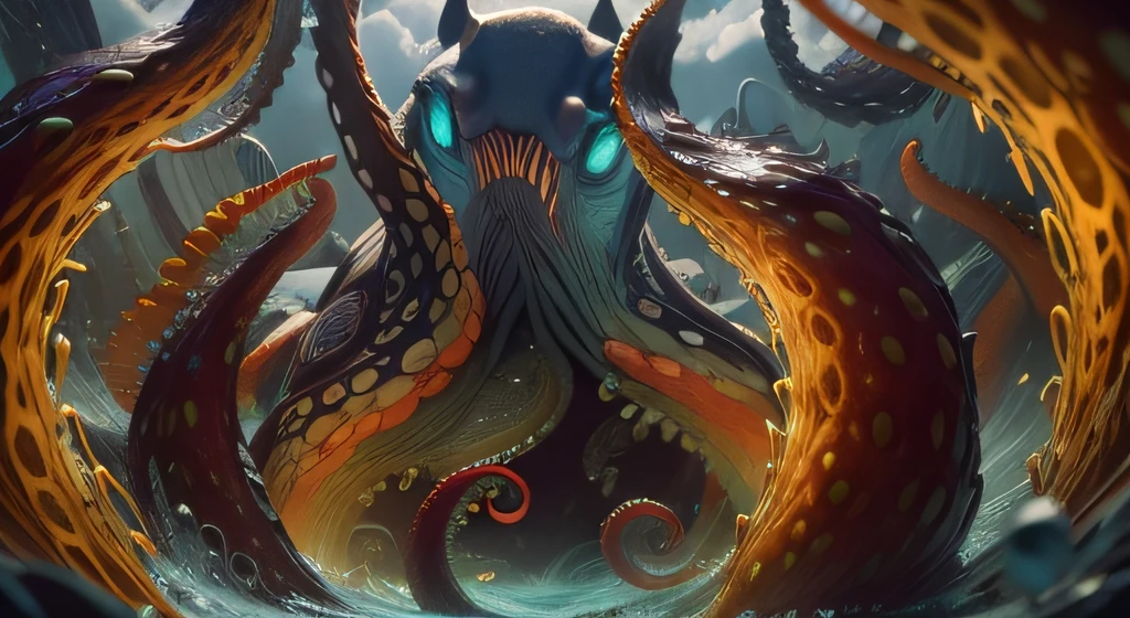 ((Best quality)), ((Masterpiece)), (Detailed)，Best quality , masterpiece

Hyper-realistic style, Multi-eyed octopus, Evil, Angry, On the sea, Smooth tentacles, suckers, Disgusting monsters

masterpiece, top notch quality, Best quality, offcial art, Beautiful and aesthetically pleasing, Realistic,08k, Photography, Beautiful, Black background, Colorful, Masterpieces, Top quality, Best quality, offcial art, Beautiful and aesthetic, Realistic, Masterpiece, Best quality, High quality, Extremely detailed Cg Unity 8K wallpaper, sunshaft, Fluffy clouds, ultra - detailed, hdr, full bloom, Photorealistic, ultra - detailed，((Best quality)), ((Masterpiece)), (Detailed)