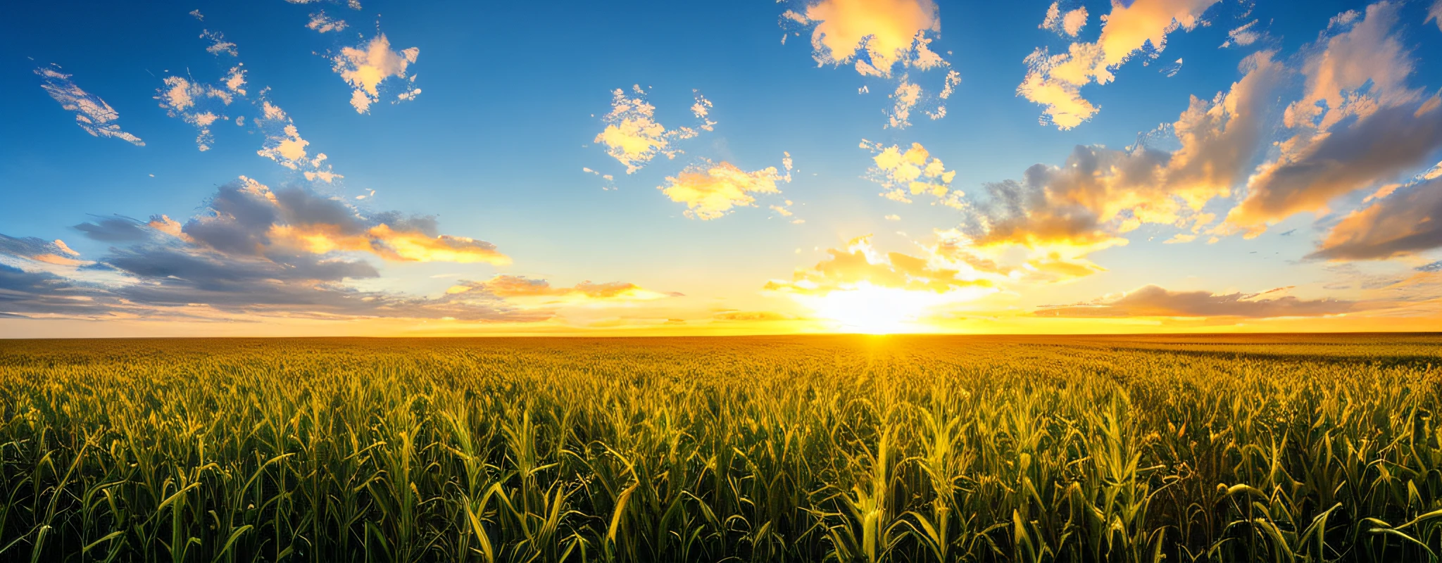 tmasterpiece,Ultimate quality,CG unity 8k wallpaper,Super delicate,Beautiful skies and clouds,Endless corn fields,viewed from bird's-eye,Excellent view,A long-won photo contest,Background bokeh,The depth of field is full,HDR high dynamics,True restore,iintricate,Attention to detail,Dramatic,The perfect presentation of Midjourney's artistic style。