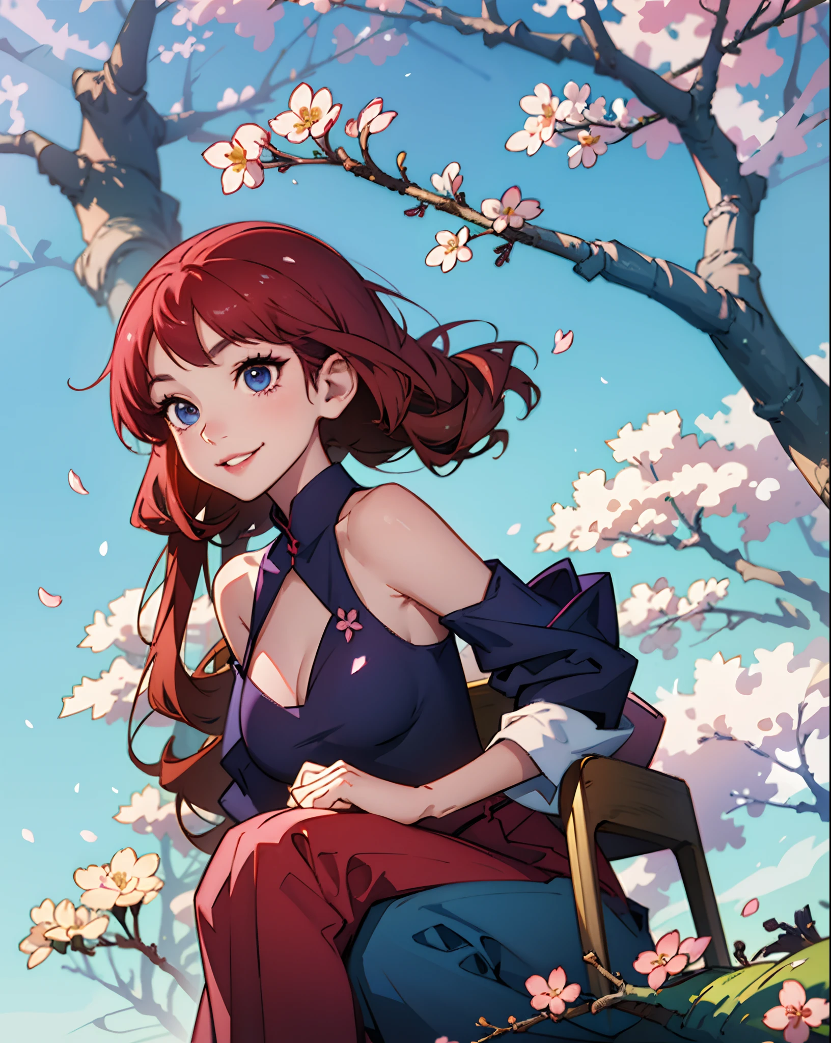 femele,Raised sexy,The kinky is exposed,adolable,Wearing JK and smiling on campus,There are cherry blossoms,Anime style