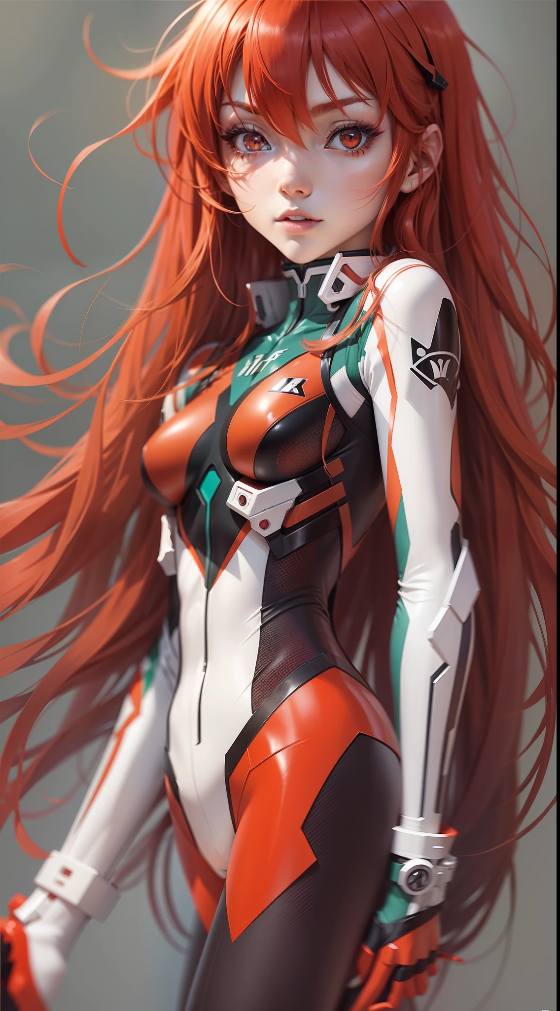 1girll,Long red hair,asuka,Long legs,tightsuit,Shin Evangelion,EVA,
