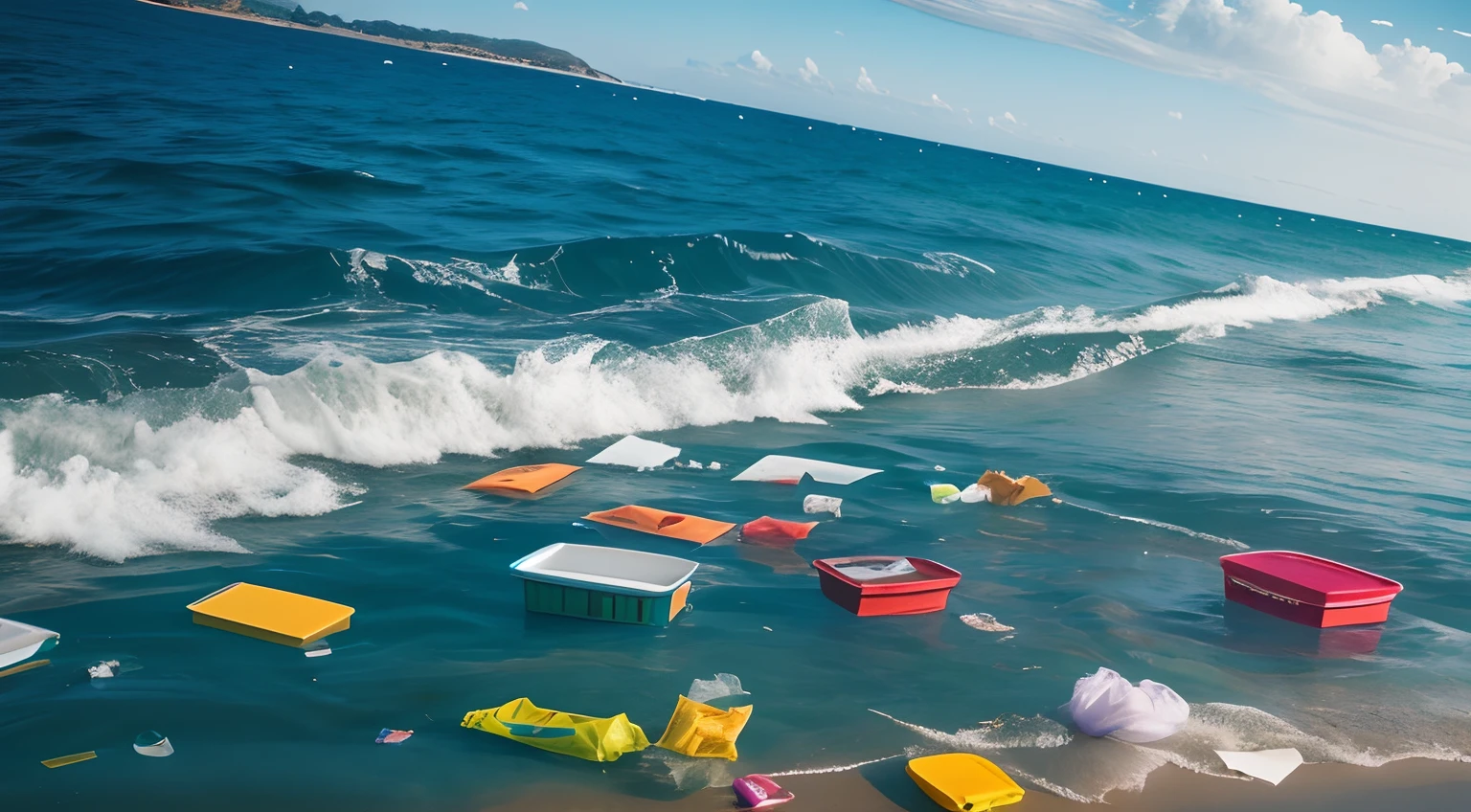 There are a lot of plastic bags in the water on the beach, junk, plastic sea wrapped, author：Etienne Dressett, Washed, plastic waste, scattered rubbish, author：Matthia Jama, plastic, polluted, author：Ken Elias, littered, overload, submerged to waste, author：Raphael Colin, author：Daniel Geron, belongings strewn about, author：Roman Brooke