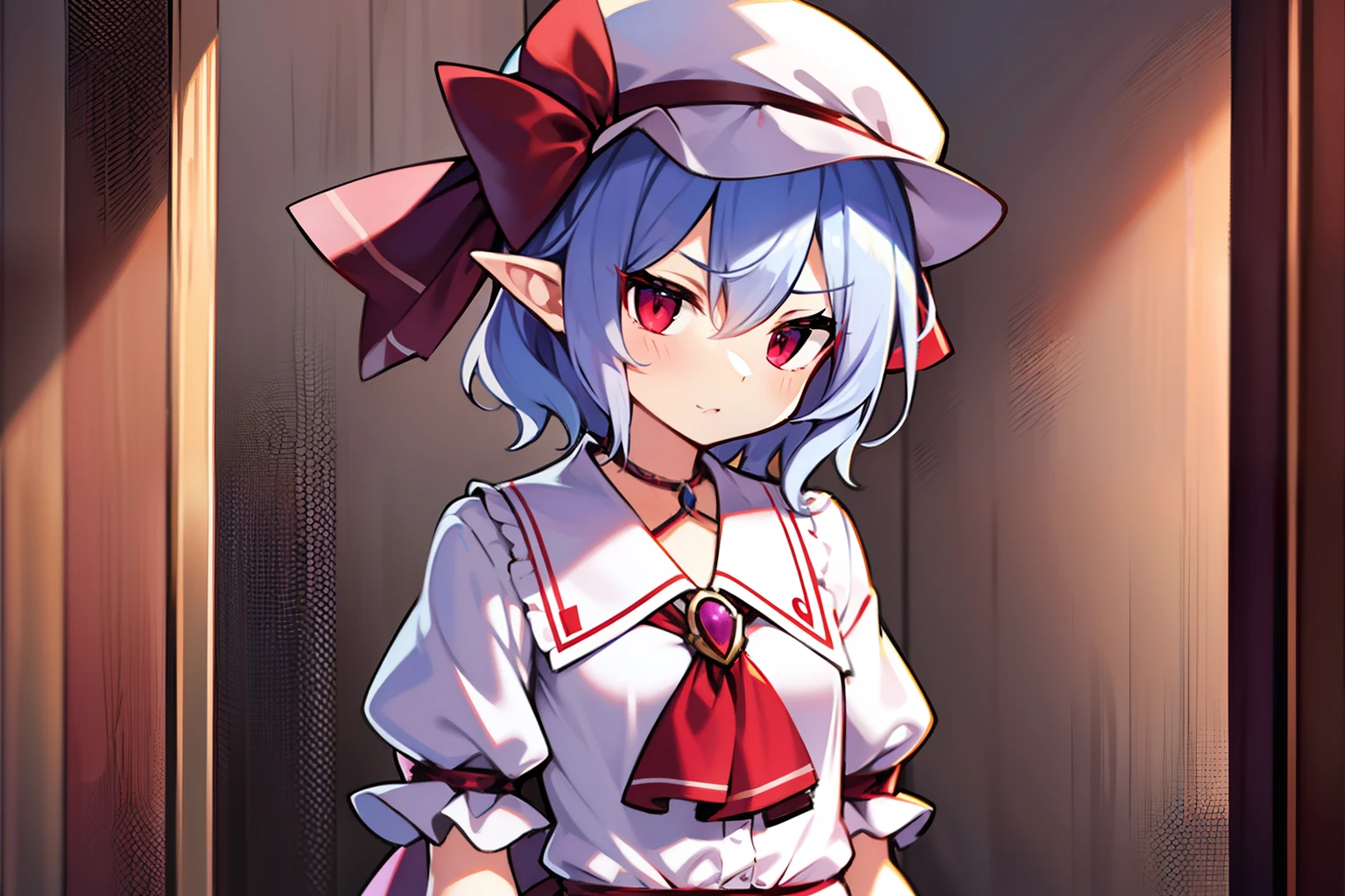 remilia scarlet、despise、shortsleeves、Dress style shirt、Petite、close range