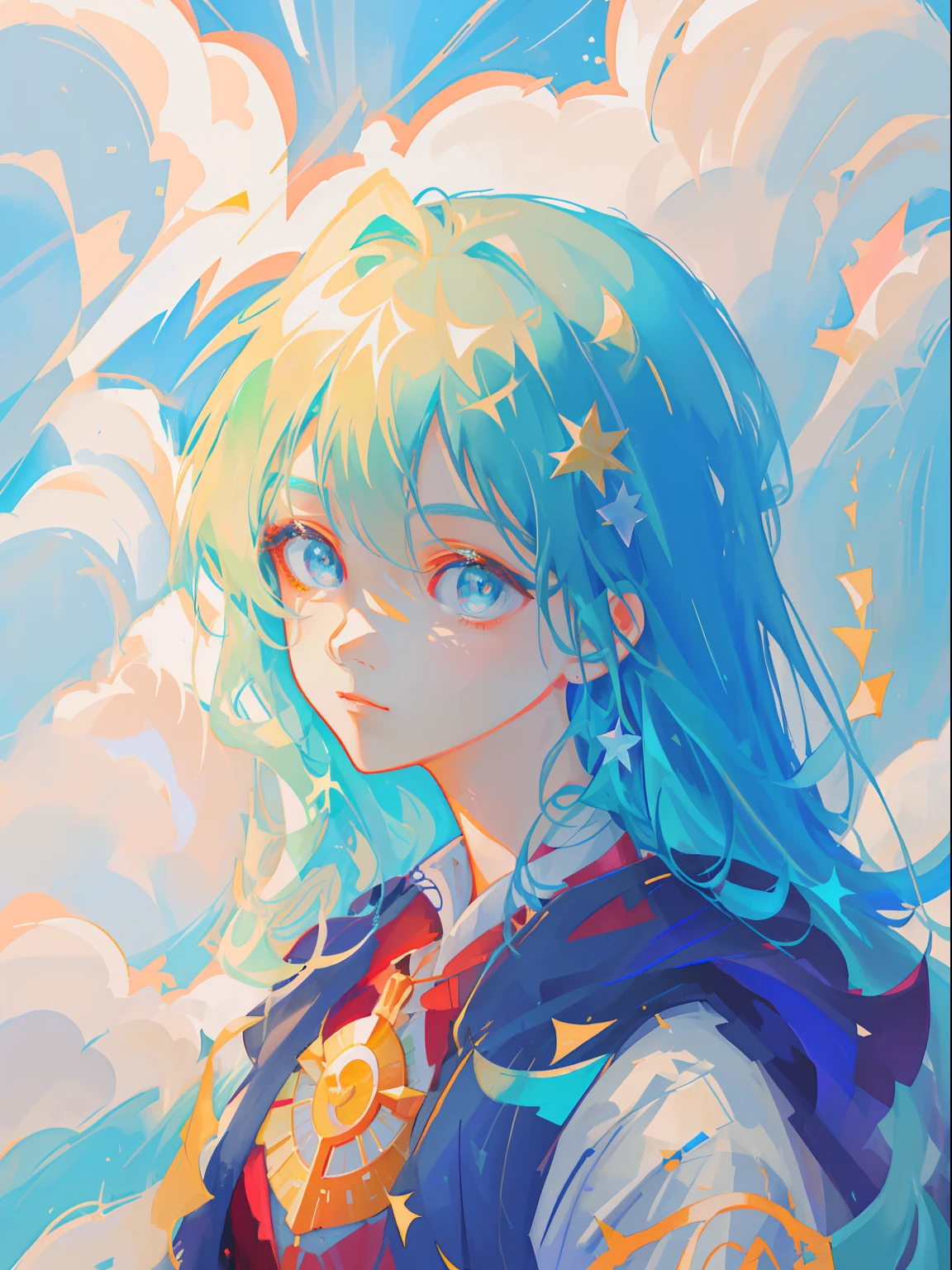 Healing Starlight，morden style，non-mainstream，a color，Guviz-style artwork，Guviz，Beautiful character painting，Guvez on the ArtStation Pixiv，Guvitz on the Pixiv Art Station，Stunning anime face portrait，beautiful digital artworks，wlop rossdraws，Detailed digital anime art，guweiz masterpiece