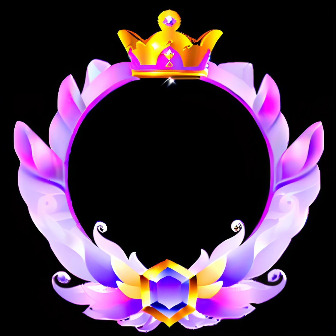 Purple crown,It has a golden crown on it, ornament crown, ornate crown, ornamental halo, floating crown, Jewel Crown, dark purple crown, tiara crown (pink lasers), ornate jeweled crown, symmetrical crown, Pink Gear Prince Crown, circle of the crone, royal insignia in background, fantasy game spell symbol, Bejeweled Crown