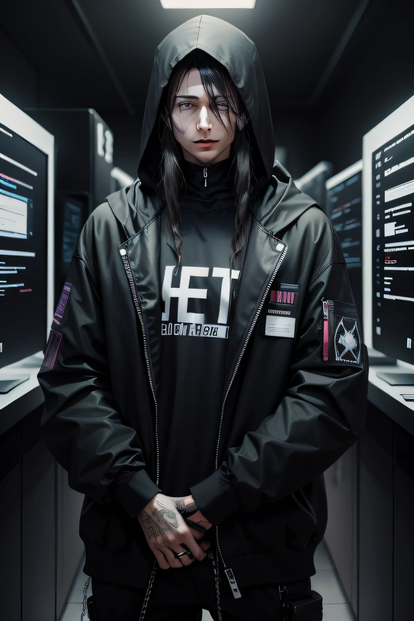 Future Death Spooky Male Hacker The clothes are black