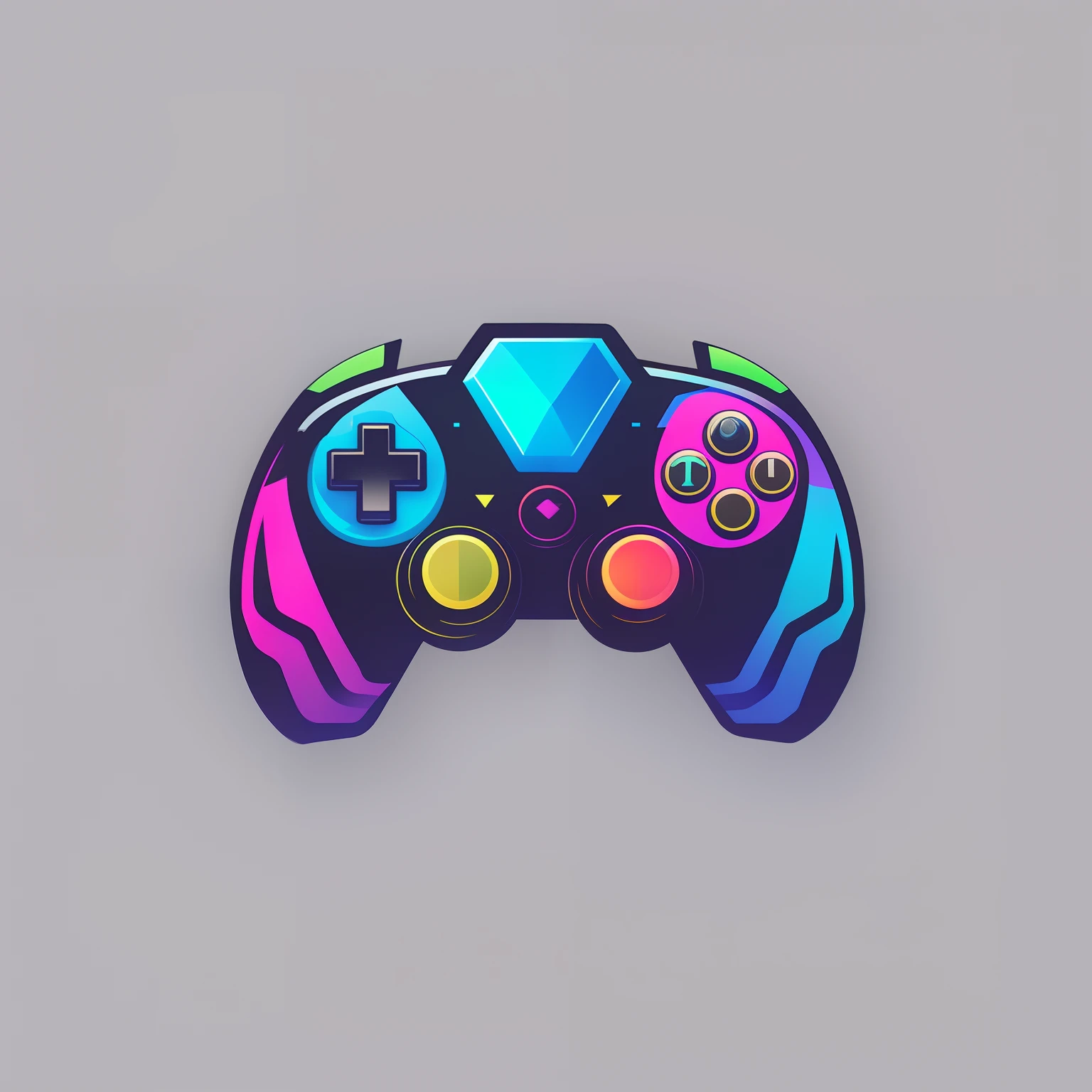 Close-up of a video game controller with colorful design, gamer aesthetic, game icon stylized, video game item, mobile game style, video game control, computer game art, Game design concept, video game digital art, game aesthetic, Game design concept art, videogame inspired, gamer themed, game icon asset, 3 d icon for mobile game, Game concept art