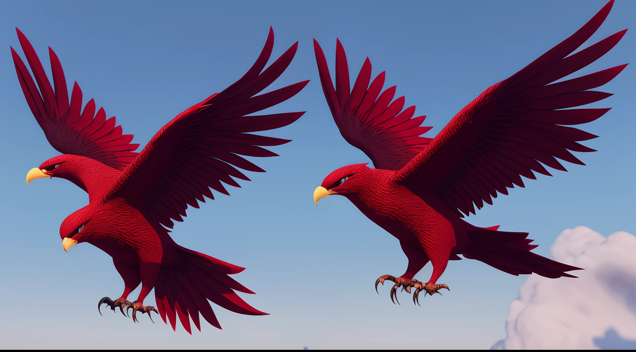 (big black and red phoenix:1.2 with shades of purple:1.1, coming in to land, razor-sharp claws:1.2 with blood dripping:1.1, 3d:1.1, heading towards screen, vivid colour,shady background:0.9)