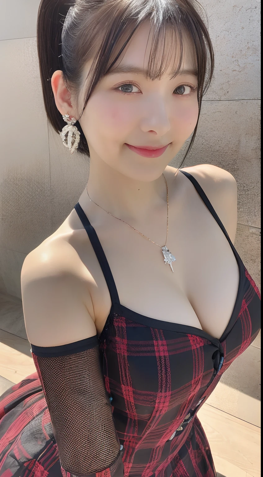 (8k, RAW Photo, Best Quality, Masterpiece:1.2), Ultra Detail, Super Resolution, (Realistic, Realistic Photo:1.37), Portrait, High Detail RAW Color Photo, Professional Photo, Extremely Detailed and Beautiful, Extremely detailed, 8k wallpaper, amazing and detailed, huge file size, official art, highly detailed CG unity 8k wallpaper, highly detailed beautiful girl, highly detailed face, highly detailed eyes, highly detailed skin, highly detailed fingers, highly detailed nose, very detailed detailed mouth , perfect anatomy, highly detailed background, highly detailed clothes, 1girl, (20:1.2), 20s, cute girl, realistic body, petite, fair skin, glowing skin , slim body, handsome body, black hair , short hair, (blunt bangs:1.2), smile, cute, youthful, cute face, realistic face, delicate eyes, drooping eyes, lingerie, see-through, earrings, looking at viewer, cowboy shot, facing front, standing posture, Contraposto, dynamic lighting, very large breasts, cowboy shot