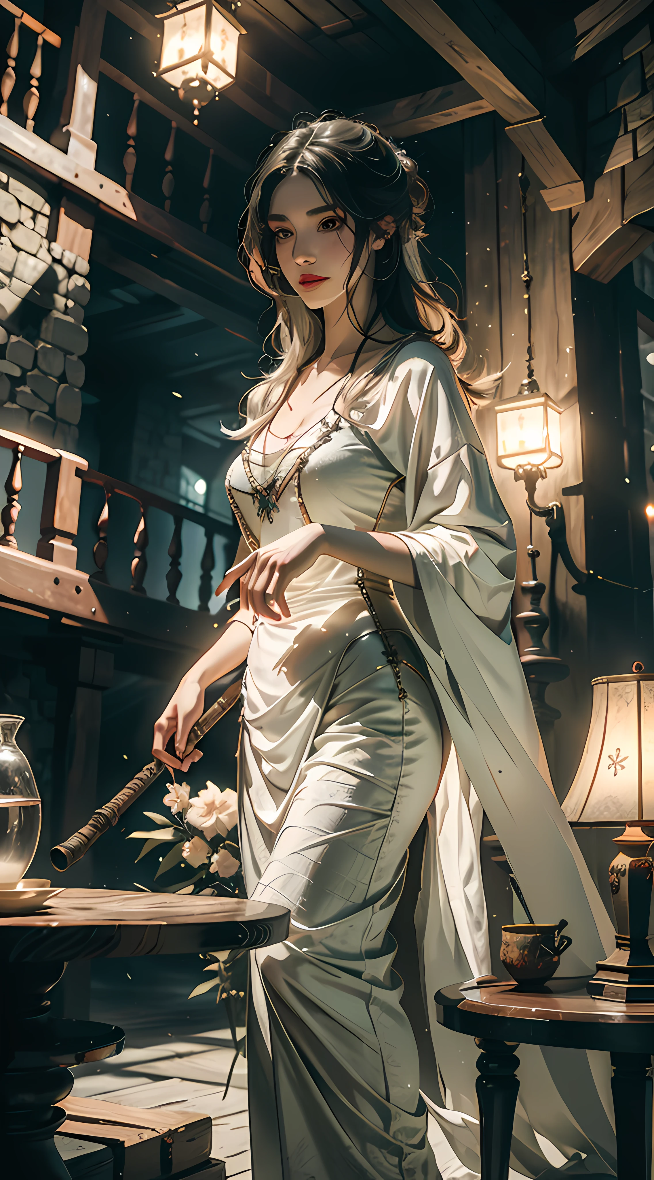 the witcher, White robe, walking stick, 废墟, Glow, magia