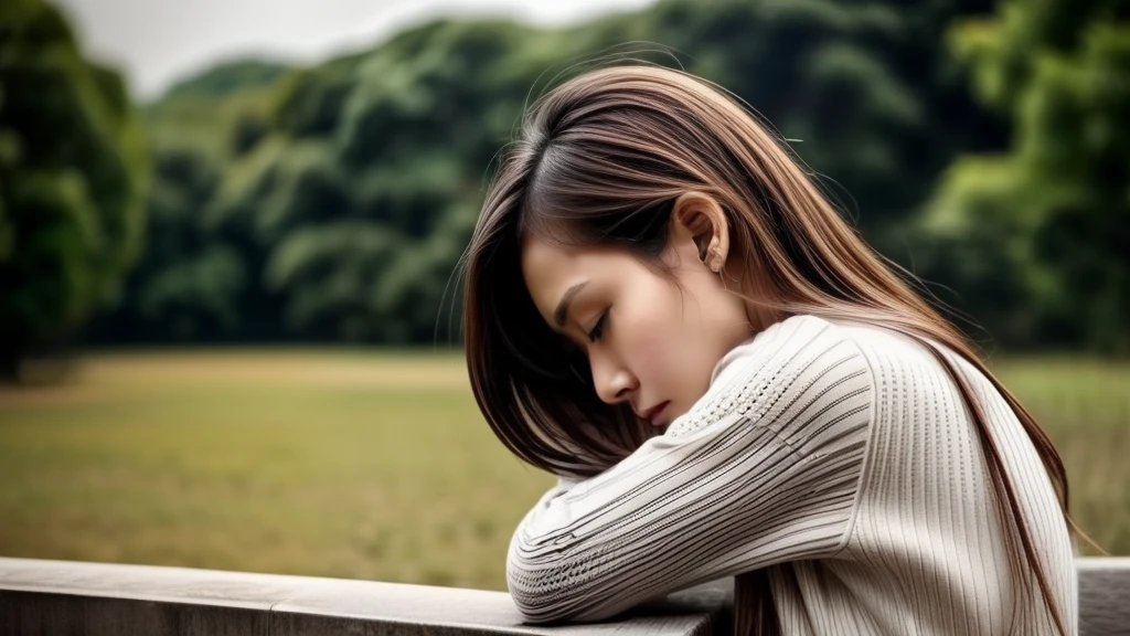 A girl miss someone. she is feeling lonely or alone
