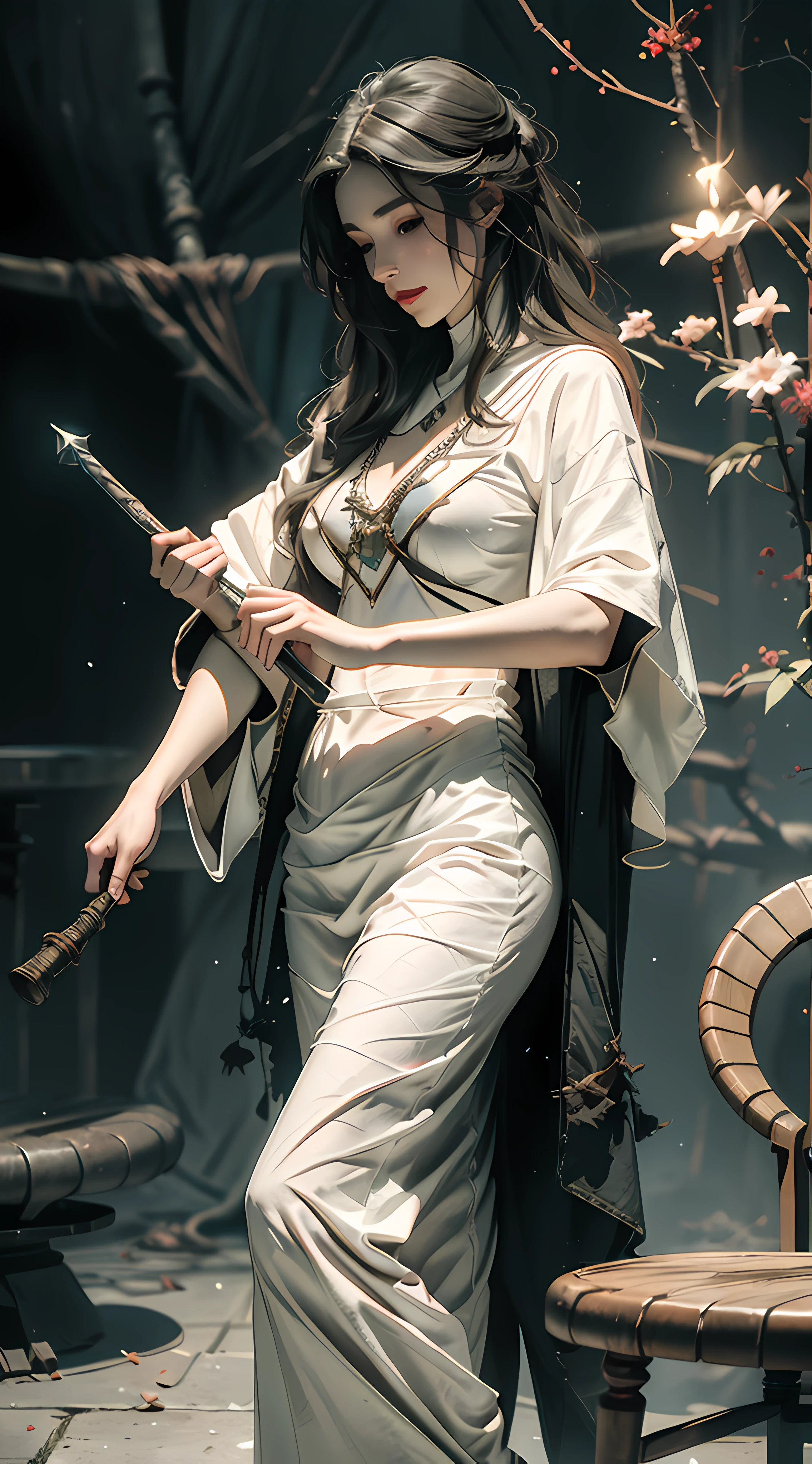 the witcher, White robe, walking stick, 废墟, Glow, magia