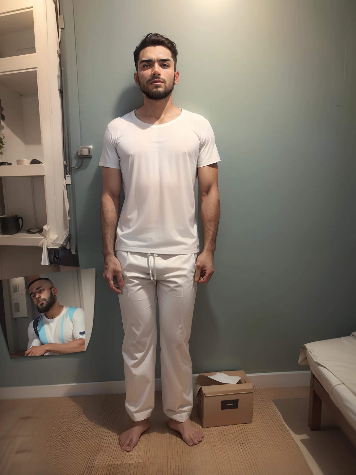 Change background white tshirt with pant
