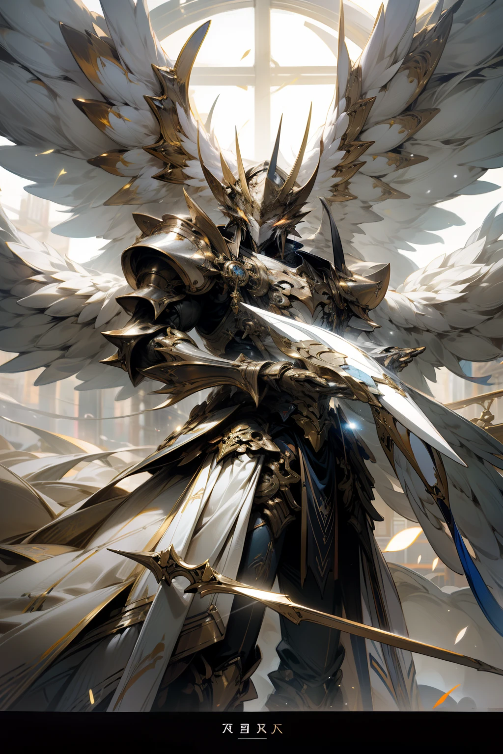 tmasterpiece,best qualtiy:1.3),extremly high detail,复杂,8k,HDR,the wallpaper,cinmatic lighting,(kosmos),with light glowing,armour,glowing light eyes,mechs,large wings,