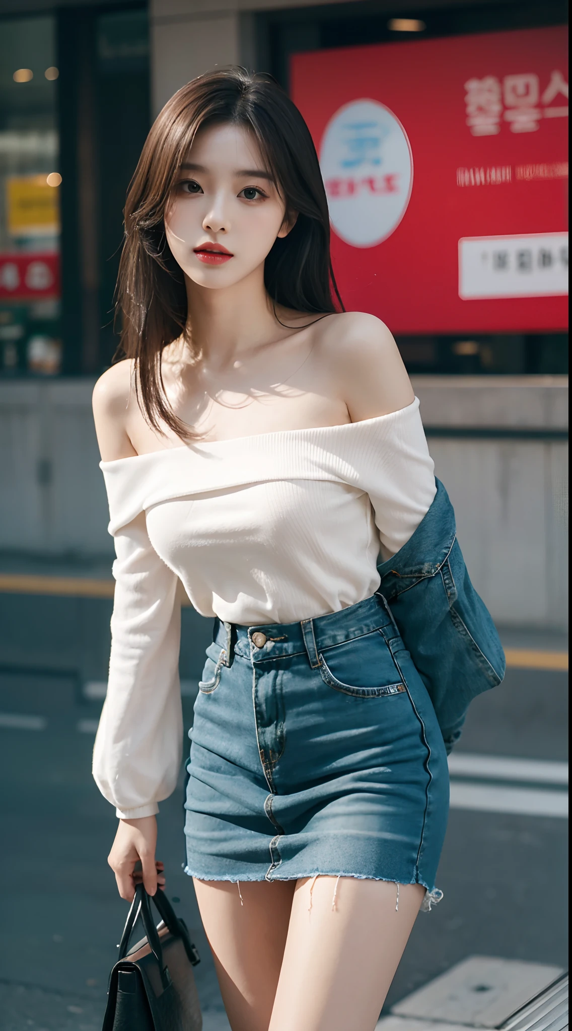 1个Giant Breast Girl,Korean style,Sweet department,(Wear black sunglasses),Smooth hair,Microvolumes,Exquisite and perfect facial features,dynamic angle,Stand up,Extreme picture quality,Highest accuracy,Precise and perfect human body,(Off-the-shoulder T-shaped top+Mini-short denim skirt+Black tights),long slim figure,S-shaped body,Small man's waist,Works of masters,HighestQuali,Hyper-Resolution,hyper HD,best qualtiy,Bend long eyelashes,shiny lip,parks,flower sea,full body shot shot,Stunning beauty