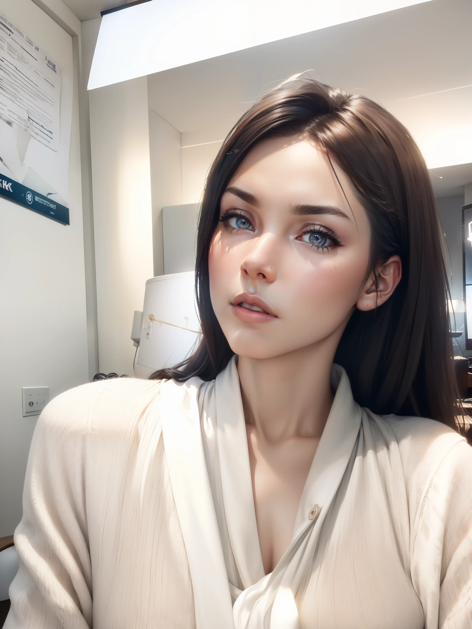 ((Realistic lighting, best qualtiy, 8K, tmasterpiece:1.3)), sharp fokus,Ultra-fine face,Fine eyes,with fair skin,huge tit