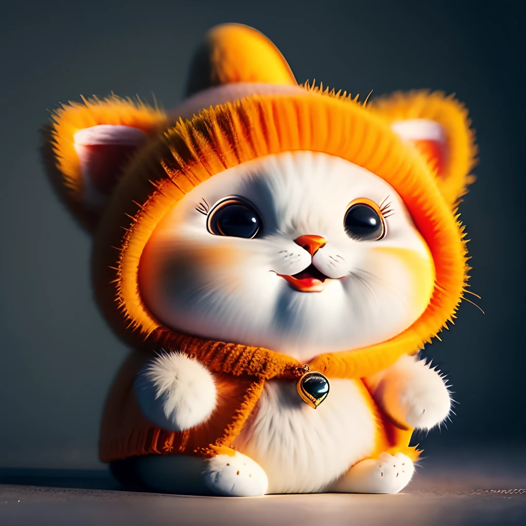 cat, orange, fat, garfield, no_humans, depth of field, disney style, DARK_Glam, wearing DRK_Glam, deep shadow, (dark: 1.4), (8k, RAW photo, best quality, masterpiece: 1.2), big expression happy with mouth