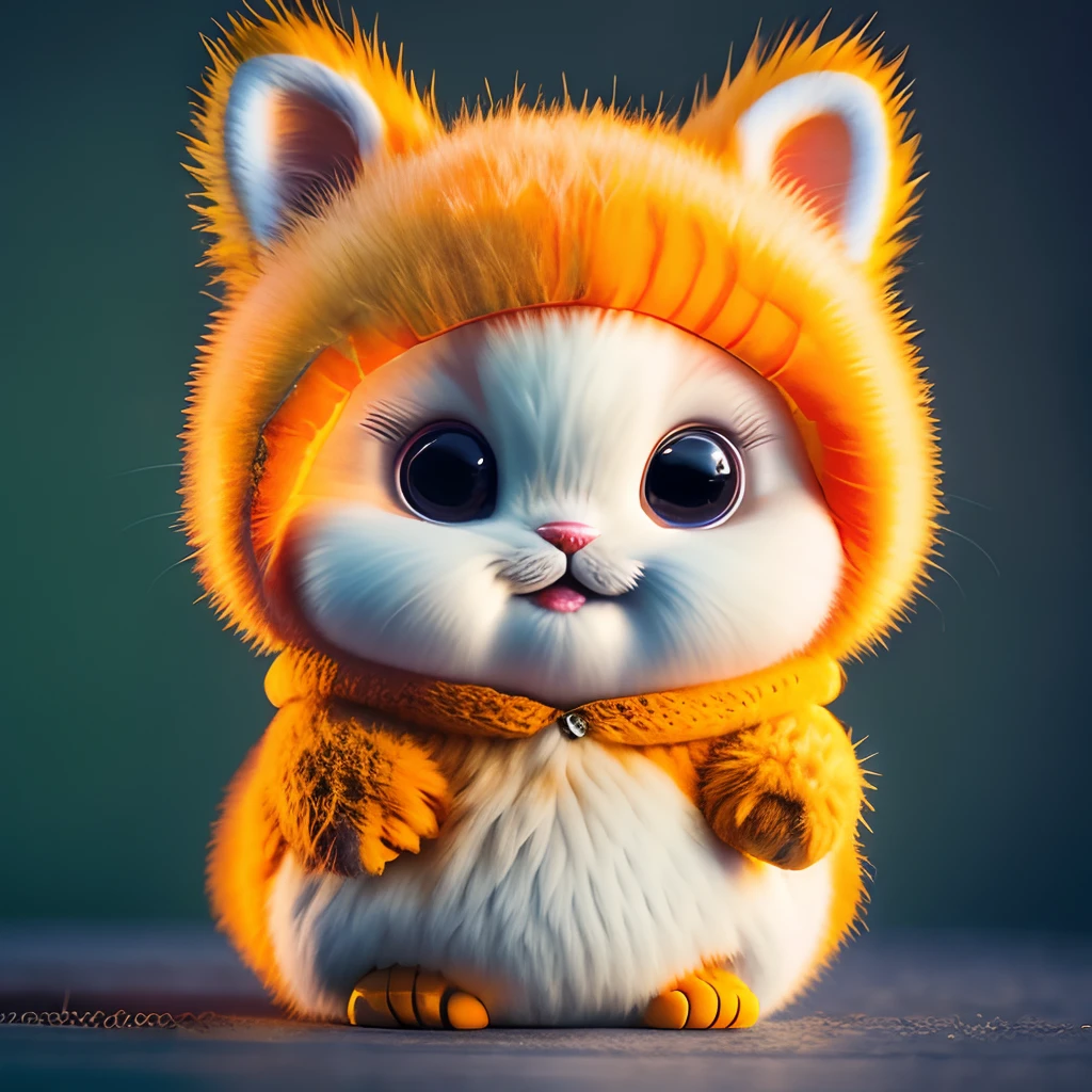 cat, orange, fat, garfield, no_humans, depth of field, disney style, DARK_Glam, wearing DRK_Glam, deep shadow, (dark: 1.4), (8k, RAW photo, best quality, masterpiece: 1.2), big expression happy with mouth