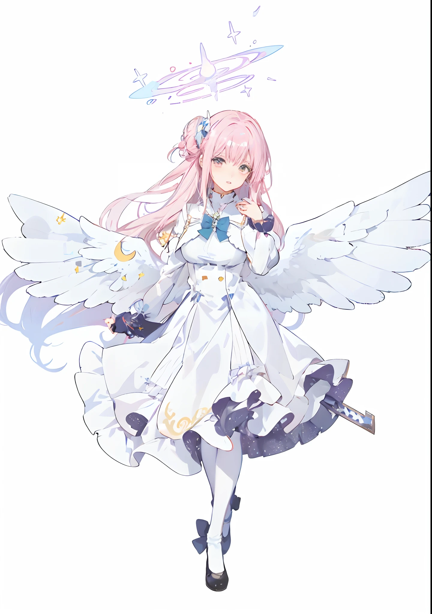 animemanga girl,Cute visual image,Ethereal anime style,Angelic image,Official character artwork,Anime artwork for best girls,White ratio painting by Madoka Kanem,Marin Kitachuan's fan art style,An angel in the portrait of a magical girl。