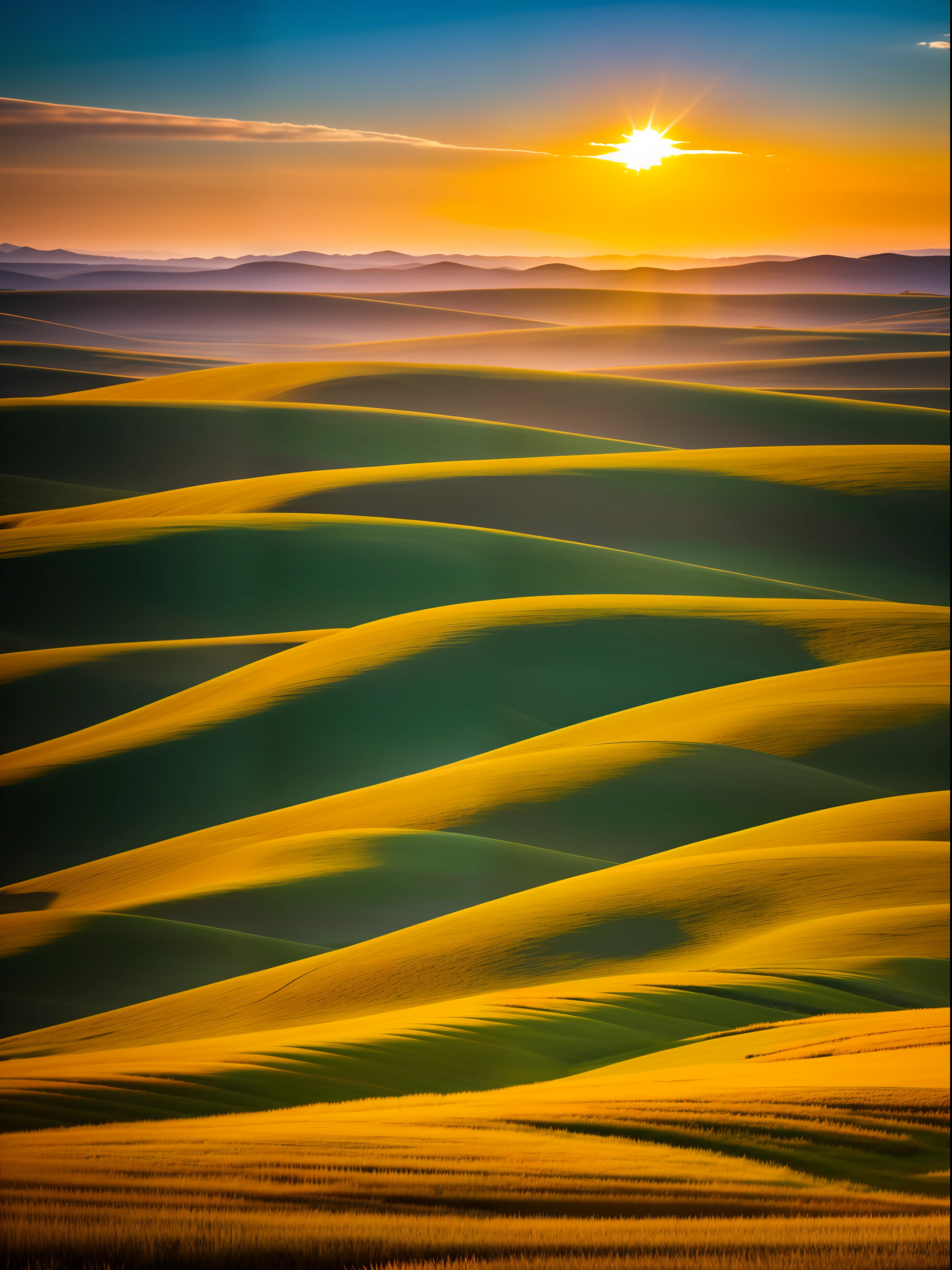 morning glow，On the steppe，beautiful natural places，k hd