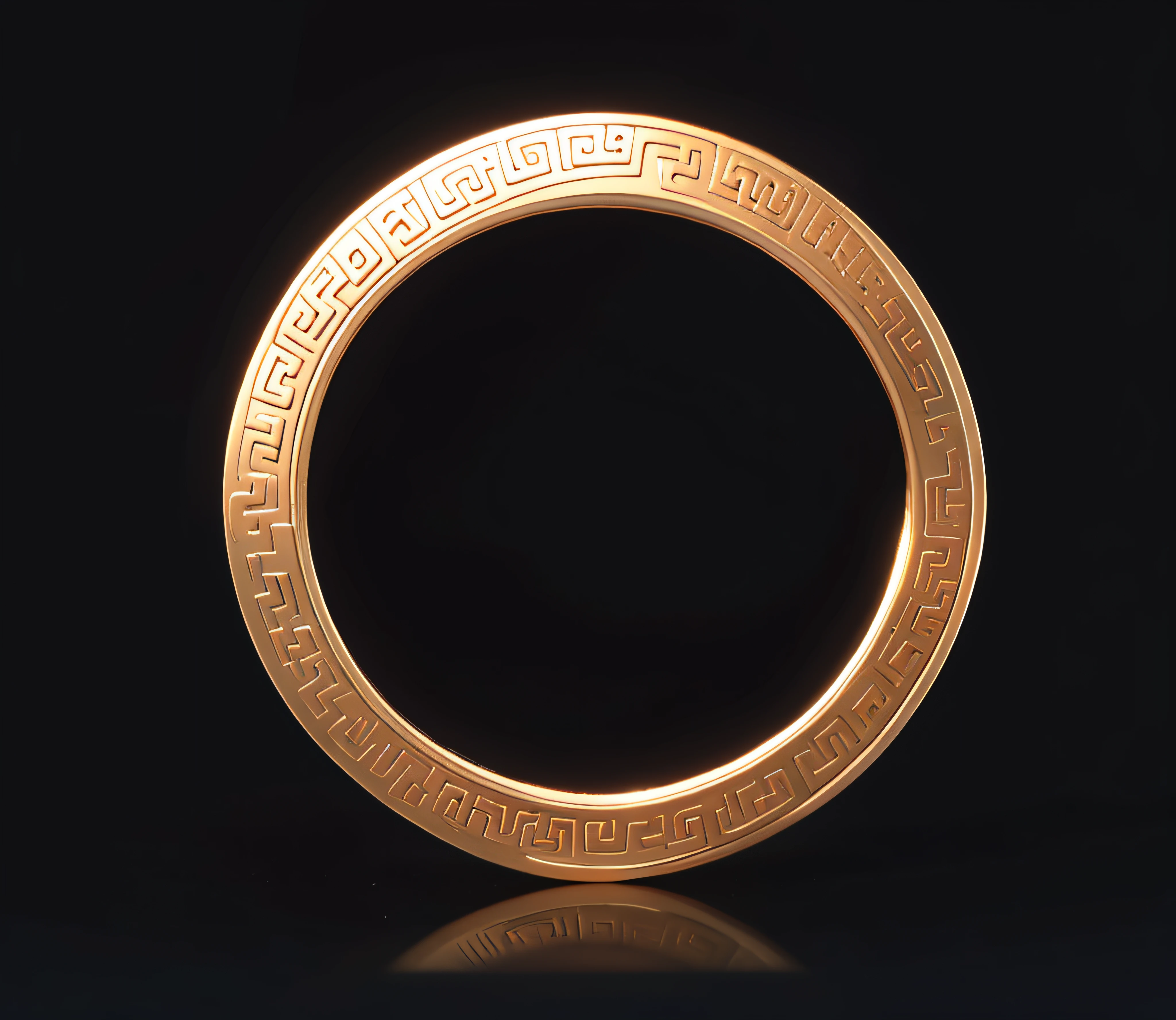 Round metal ring，Embossed pattern，Greek motifs
