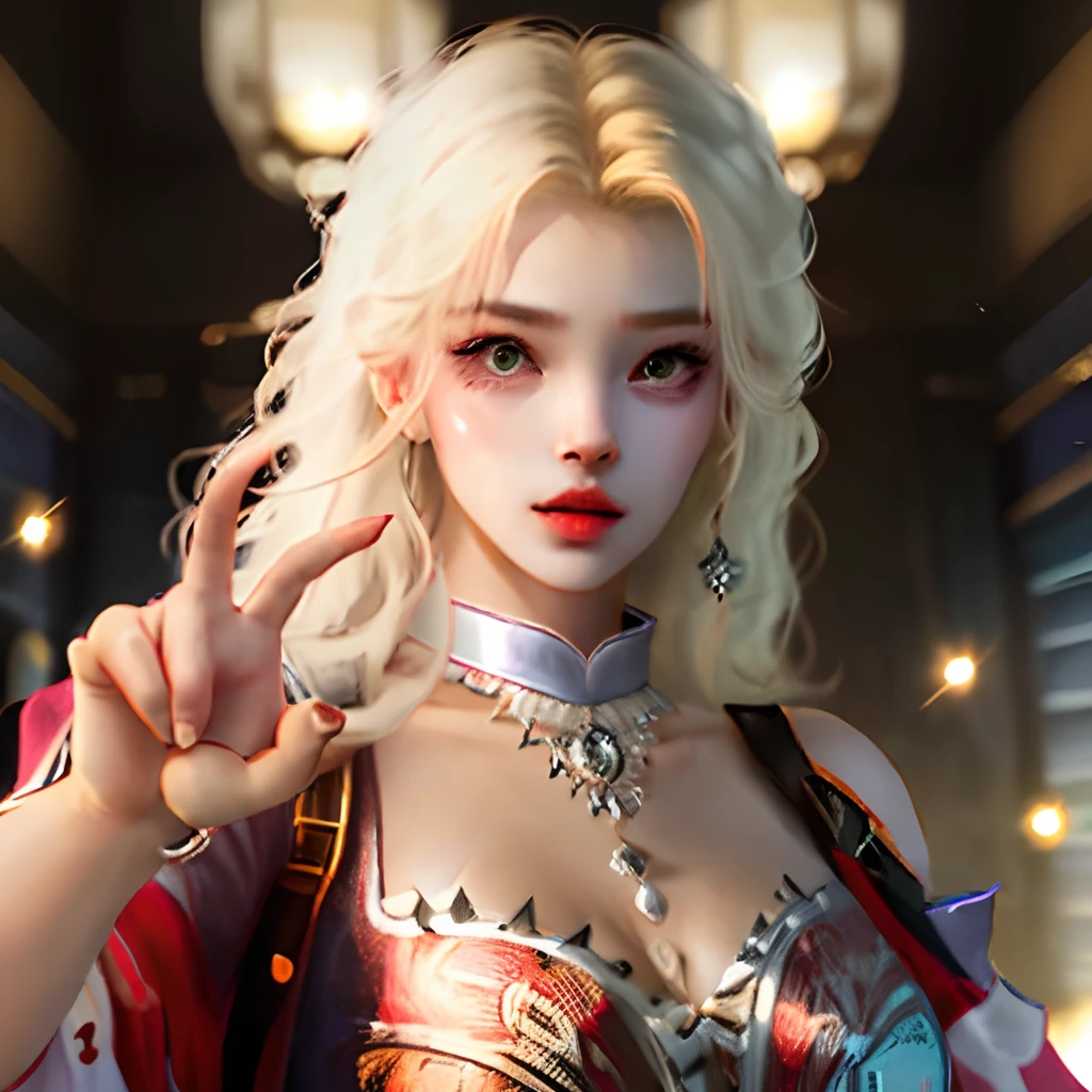 Big-eyed beauty,Big chest,nakeness,Sexy gesture