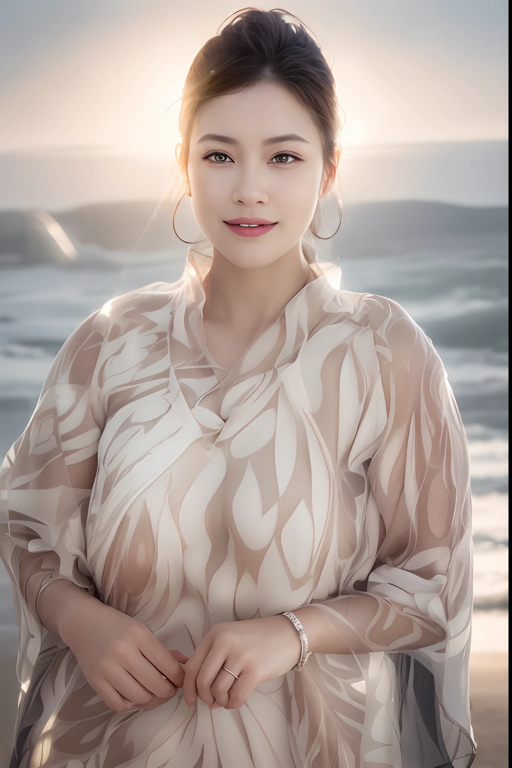 dressed, (photo realistic:1.4), (hyper realistic:1.4), (realistic:1.3),
(smoother lighting:1.05), (increase cinematic lighting quality:0.9), 32K,
1girl,20yo girl, realistic lighting, backlighting, light on face, ray trace, (brightening light:1.2), (Increase quality:1.4),
(best quality real texture skin:1.4), finely detailed eyes, finely detailed face,
(tired and sleepy and joy:0), (laugh:0), face closeup, t-shirts,
(Increase body line mood:1.1), (Increase skin texture beauty:1.1)