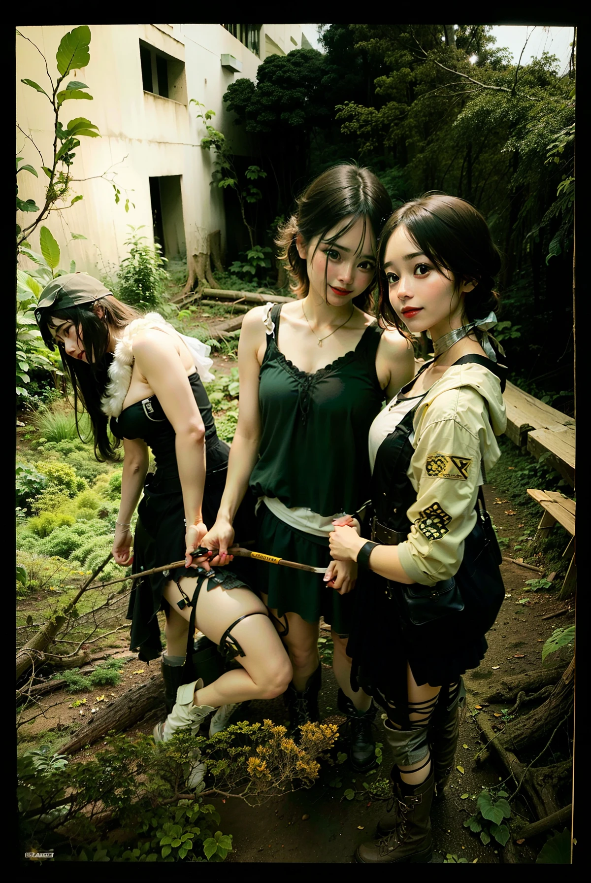  Make a picture where a fairy is getting tied up by a female thief in the woods,  bound