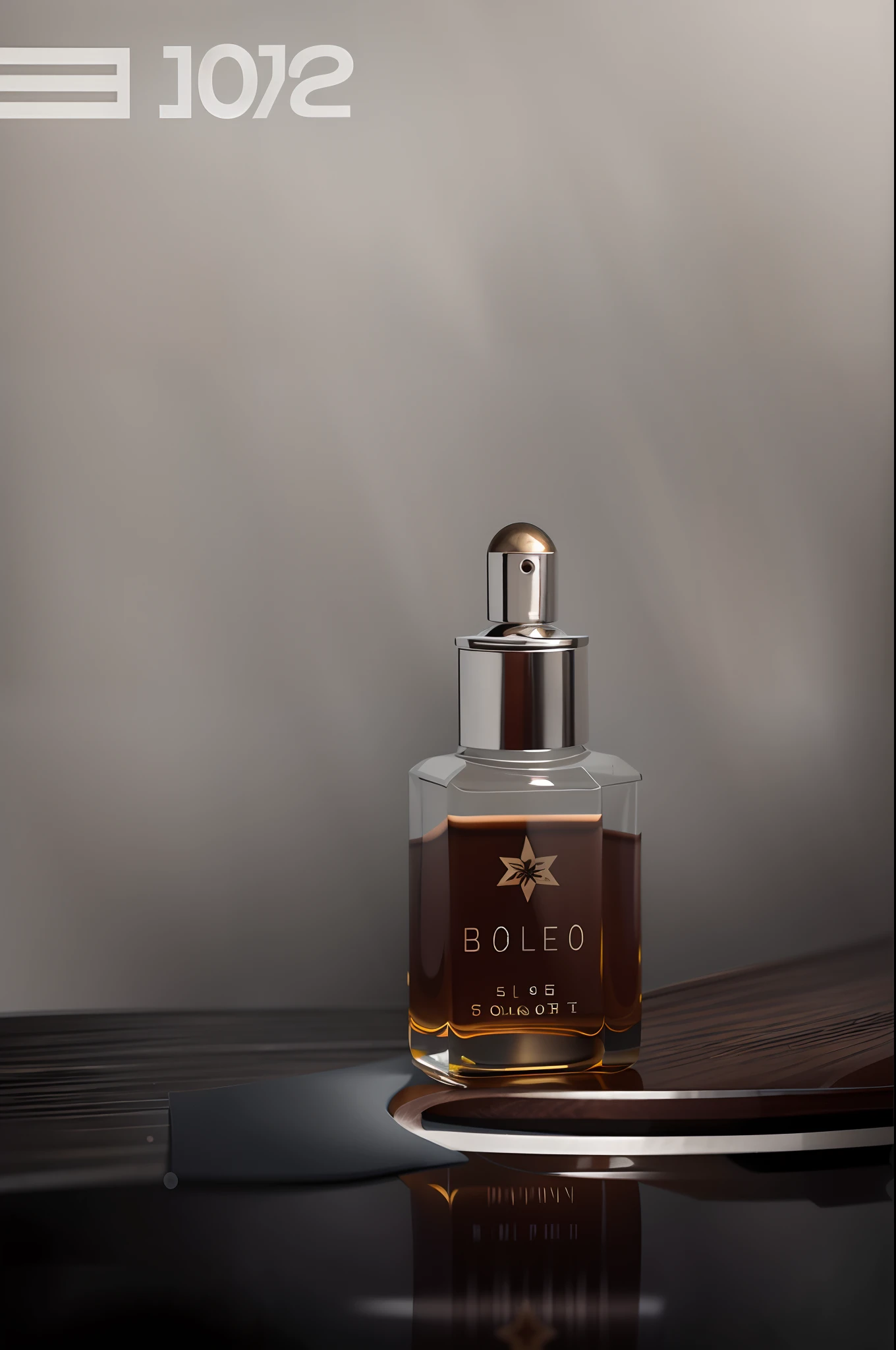 There is a photo of a bottle of water on the table,The light is gentle,The product is very detailed, textured base, The photos are very detailed, glossy from rain, Cold skin,Soft lighting, highly detailed, Glow skin。