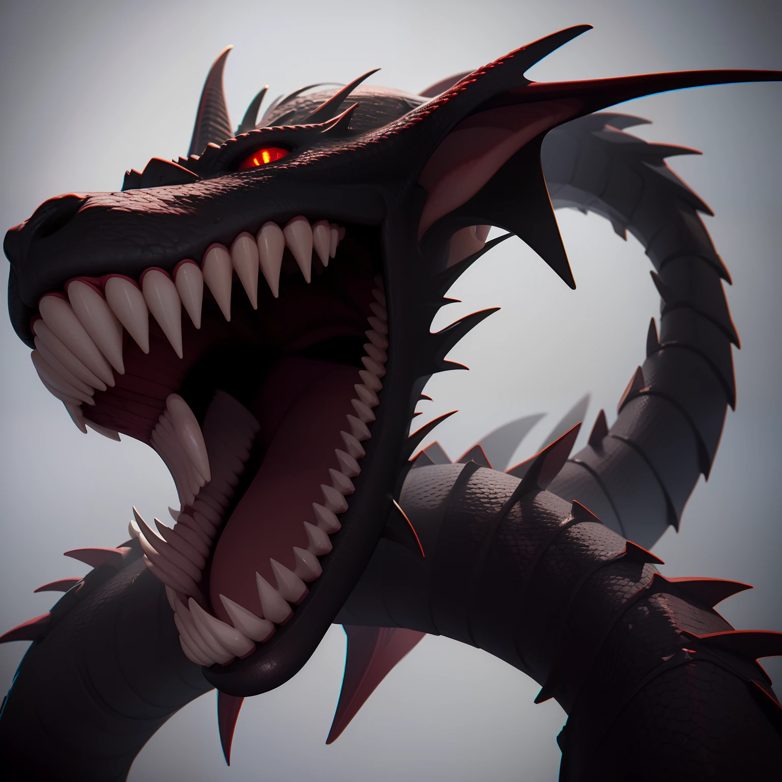 Dragon Dark Blood Eyes Teeth 3D modeling