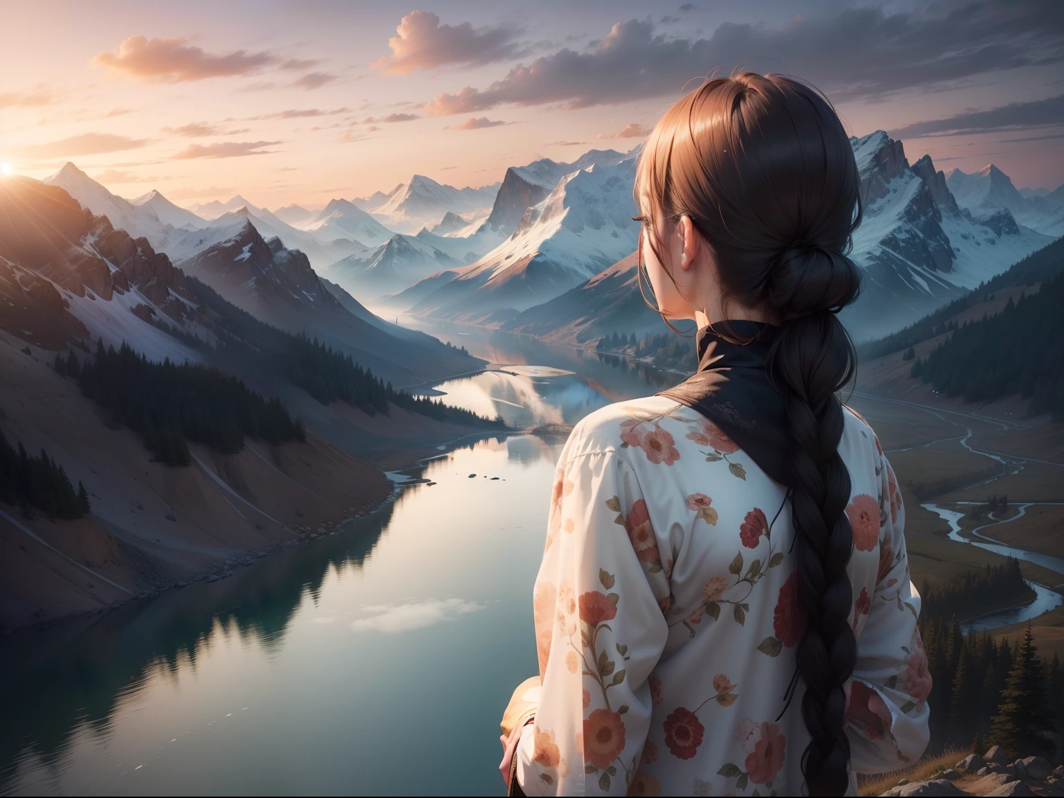 Make a image and remove background and make a beautiful scenery like mountains river