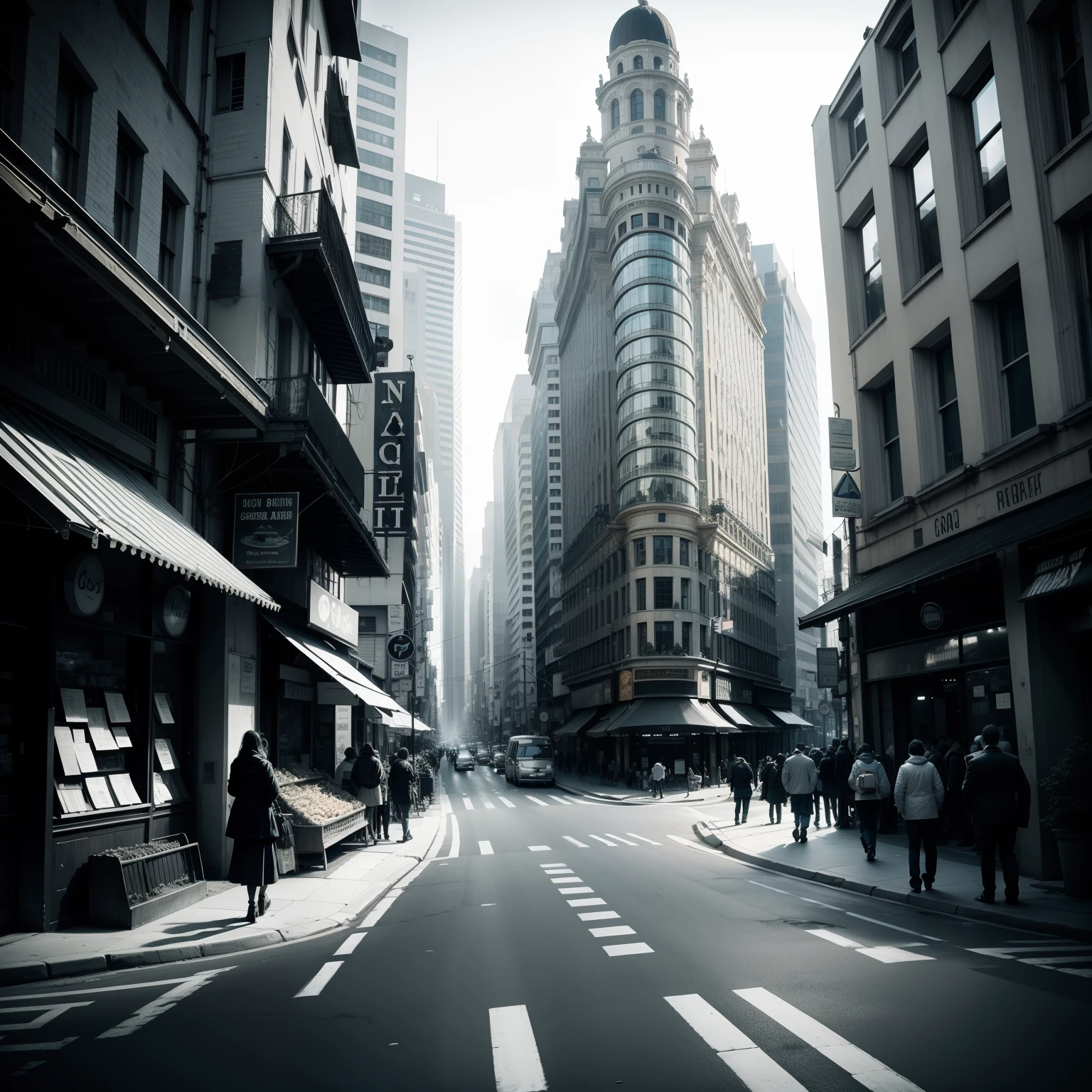 shot of a bustling city street