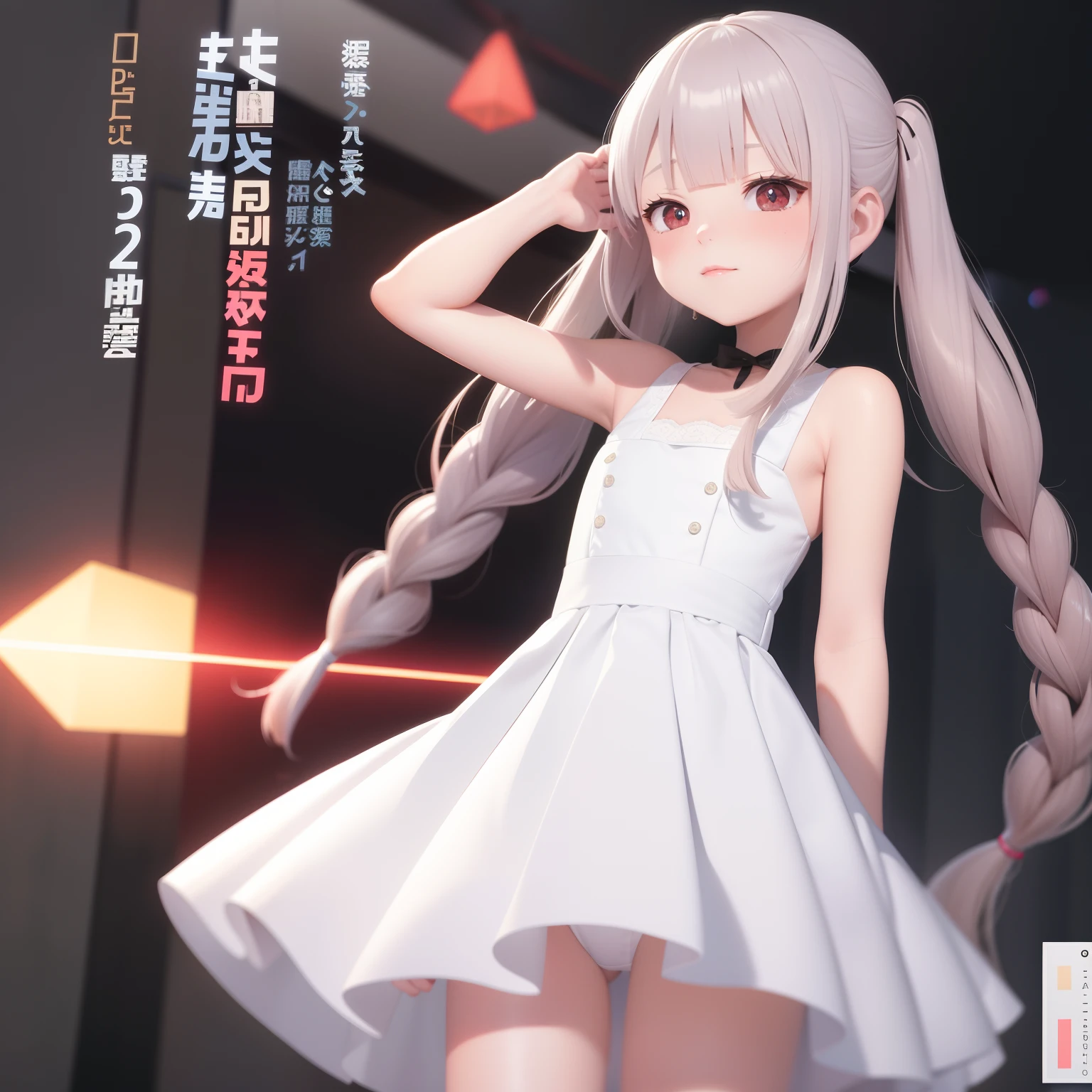 Anime girl in white dress with long hair and ponytails - SeaArt AI