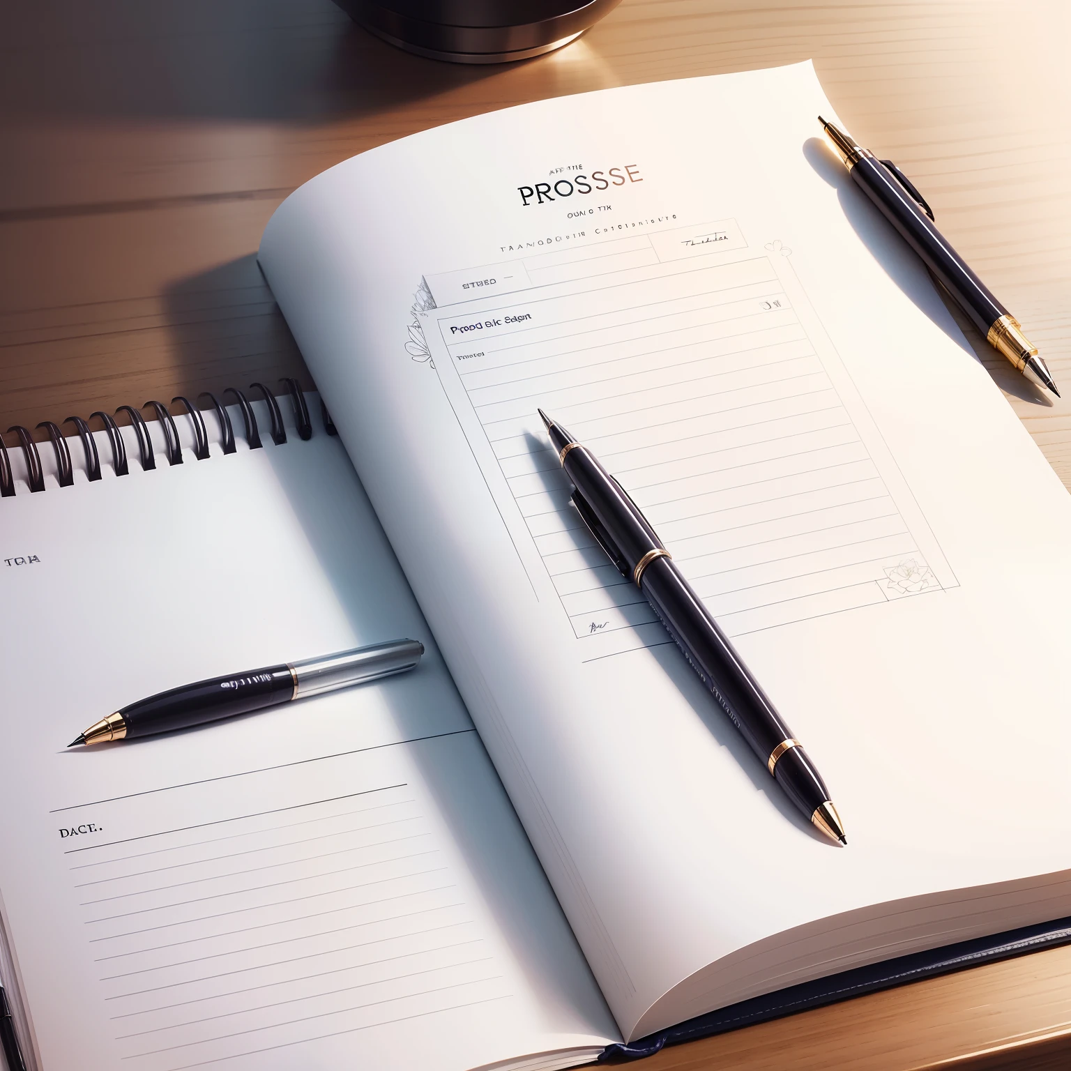 Propose things、A4 copy paper and ballpoint pen spread out on the desk --auto