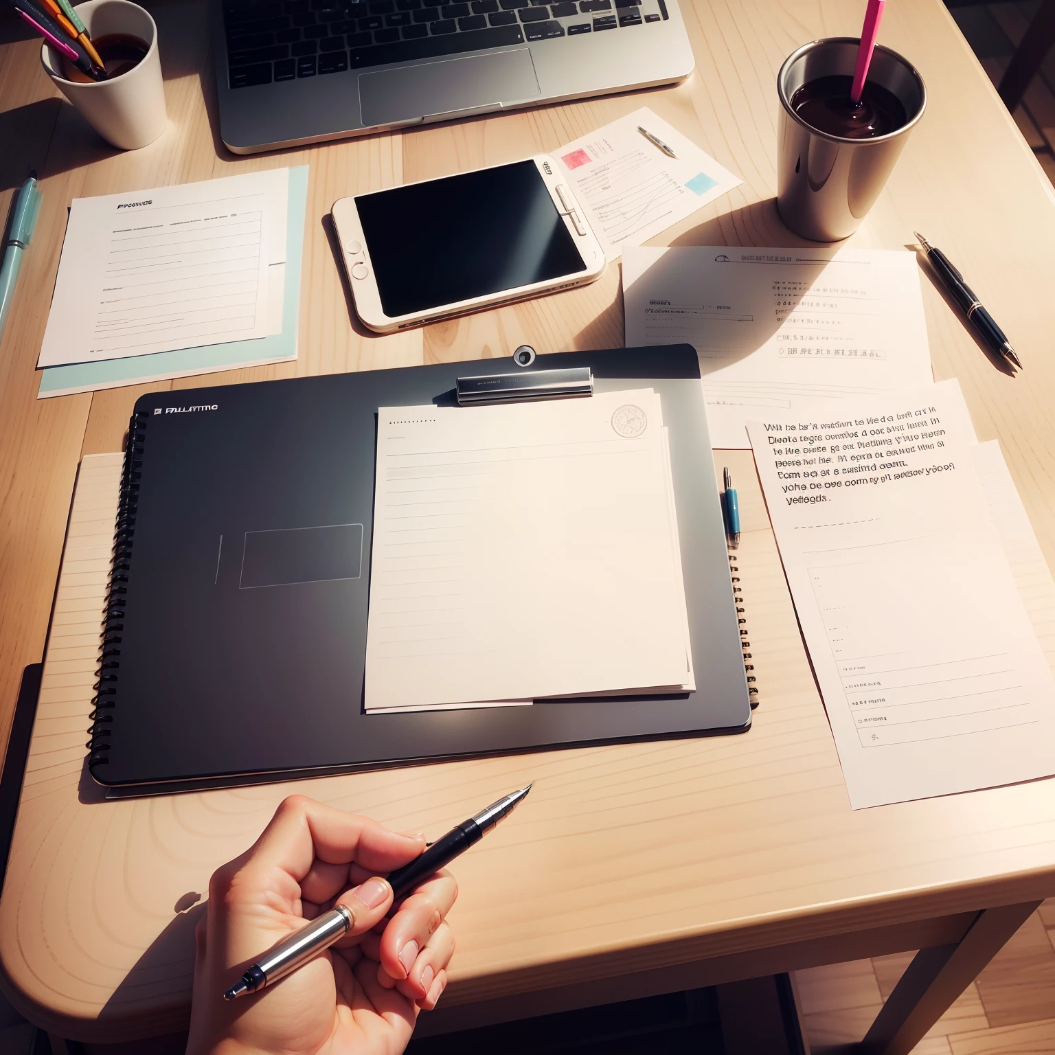 Propose things、A4 copy paper and ballpoint pen spread out on the desk --auto