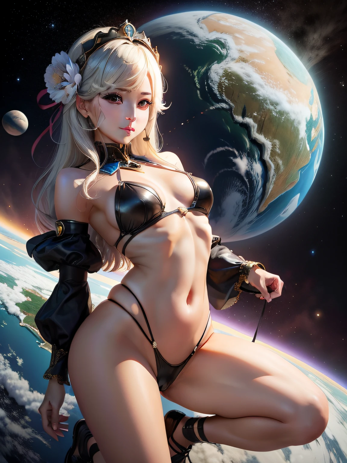 Open leg beauty、planet earth、kosmos