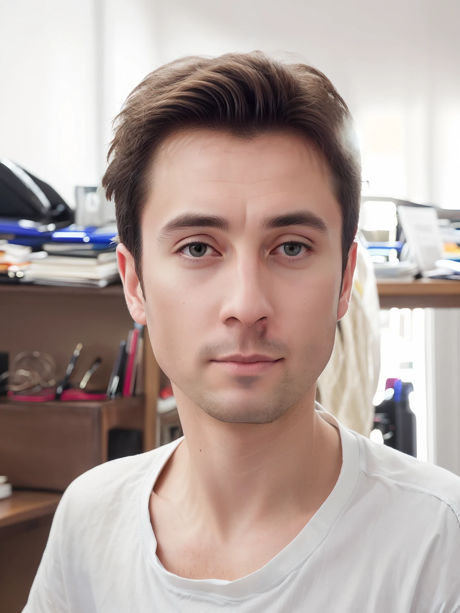 Generate a high-resolution, photorealistic face using stable diffusion techniques. The face should exhibit realistic features, including accurate skin tones, facial expressions, and fine details such as wrinkles and hair. Pay attention to lighting and shading to achieve a natural and convincing appearance. The final image should be indistinguishable from a real photograph of a person Best Quality Masterpiece Ultra High Definition (Photorealistic: 1.4) Raw Photo of Colin Tennant, 3rd Baron Glenconner, colored, sitting in an office, detailed face, true depth of field, bokeh