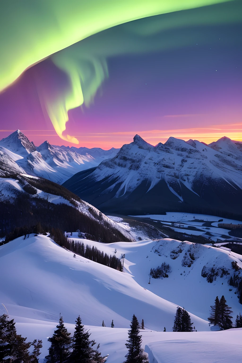 Klein Blue landscape wallpaper aurora snowy mountains
