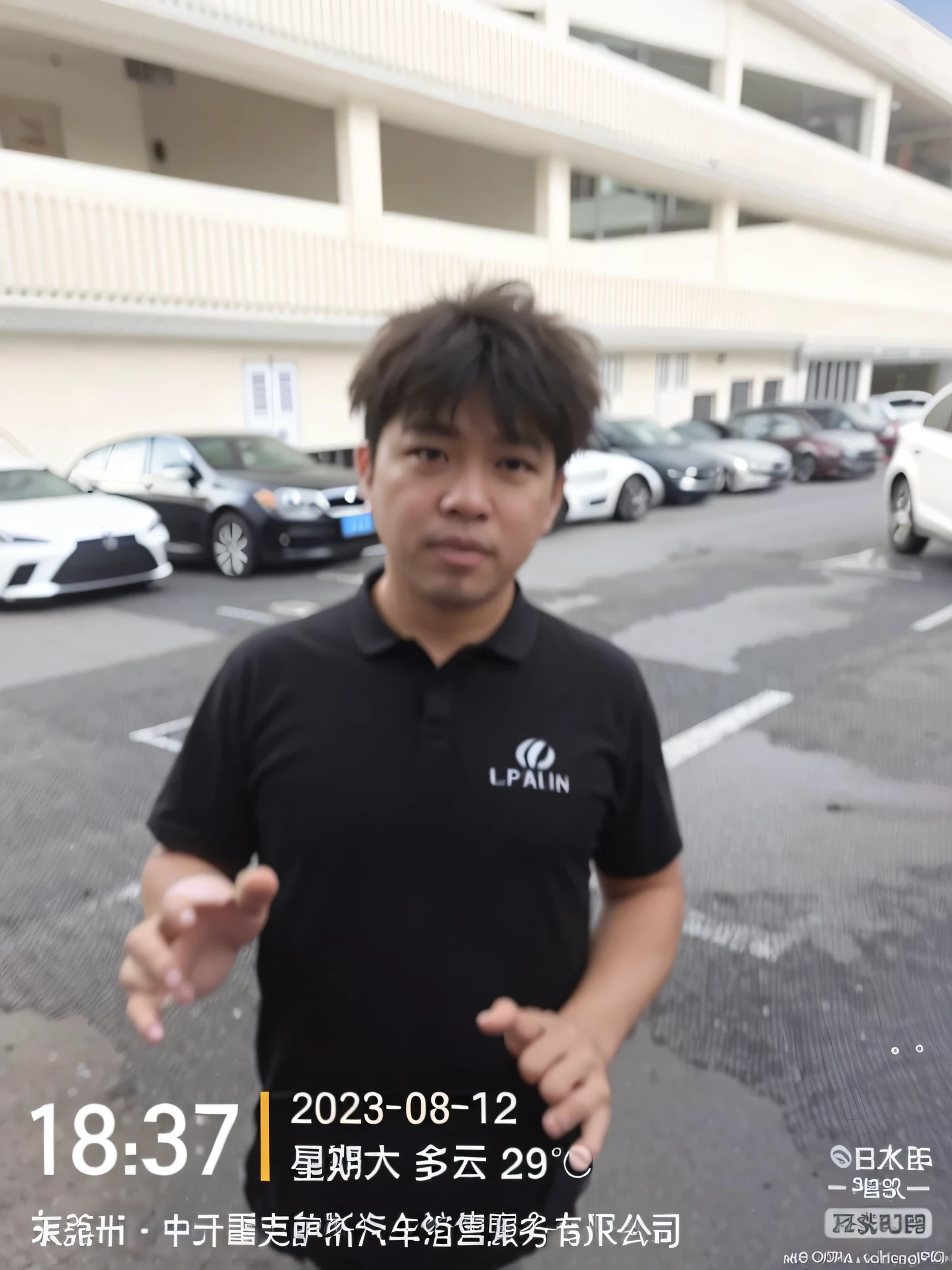 There was a man standing in the parking lot,with cars, low quality video, low quality footage, 8k selfie photograph, taken on iphone 1 3 pro, Shot on Canon EOS R 6, photo from 2022, shot on iphone 1 3 pro max, shot on gopro9, very very low quality picture, 3 6 0 capture